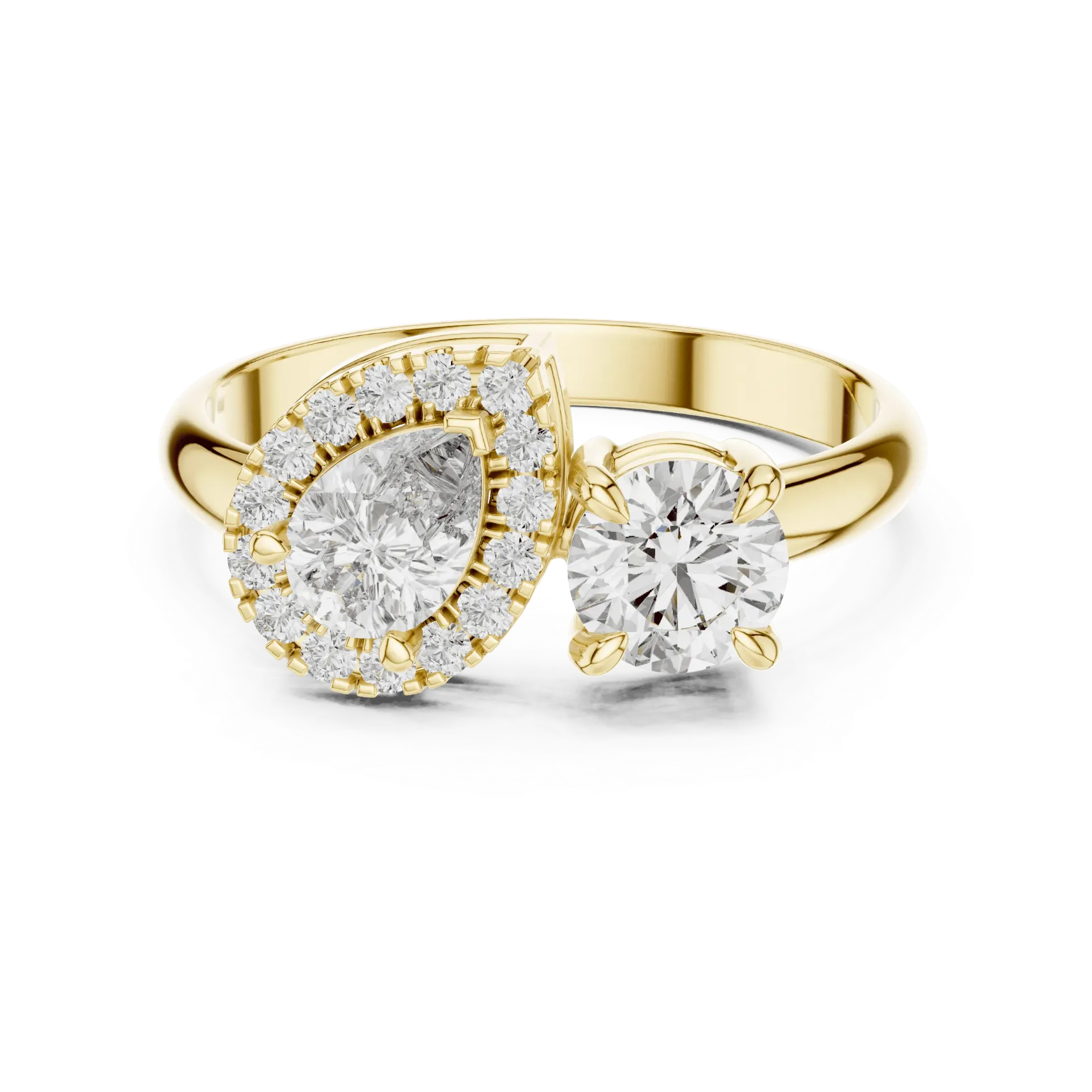 0.70 Pear Halo & Round Toi et Moi Ring (Yellow)