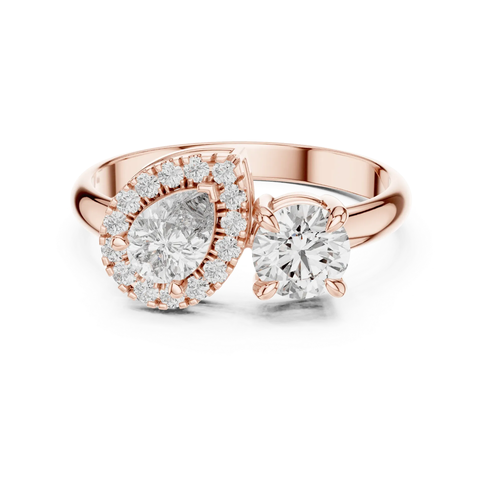 0.70 Pear Halo & Round Toi et Moi Ring