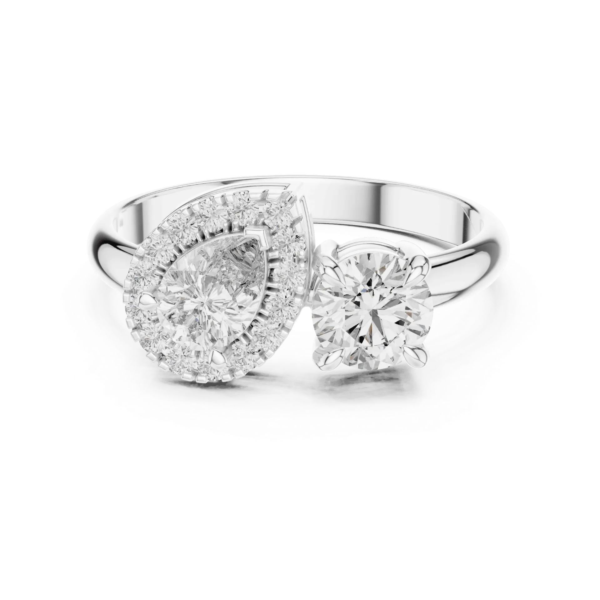 0.70 Pear Halo & Round Toi et Moi Ring