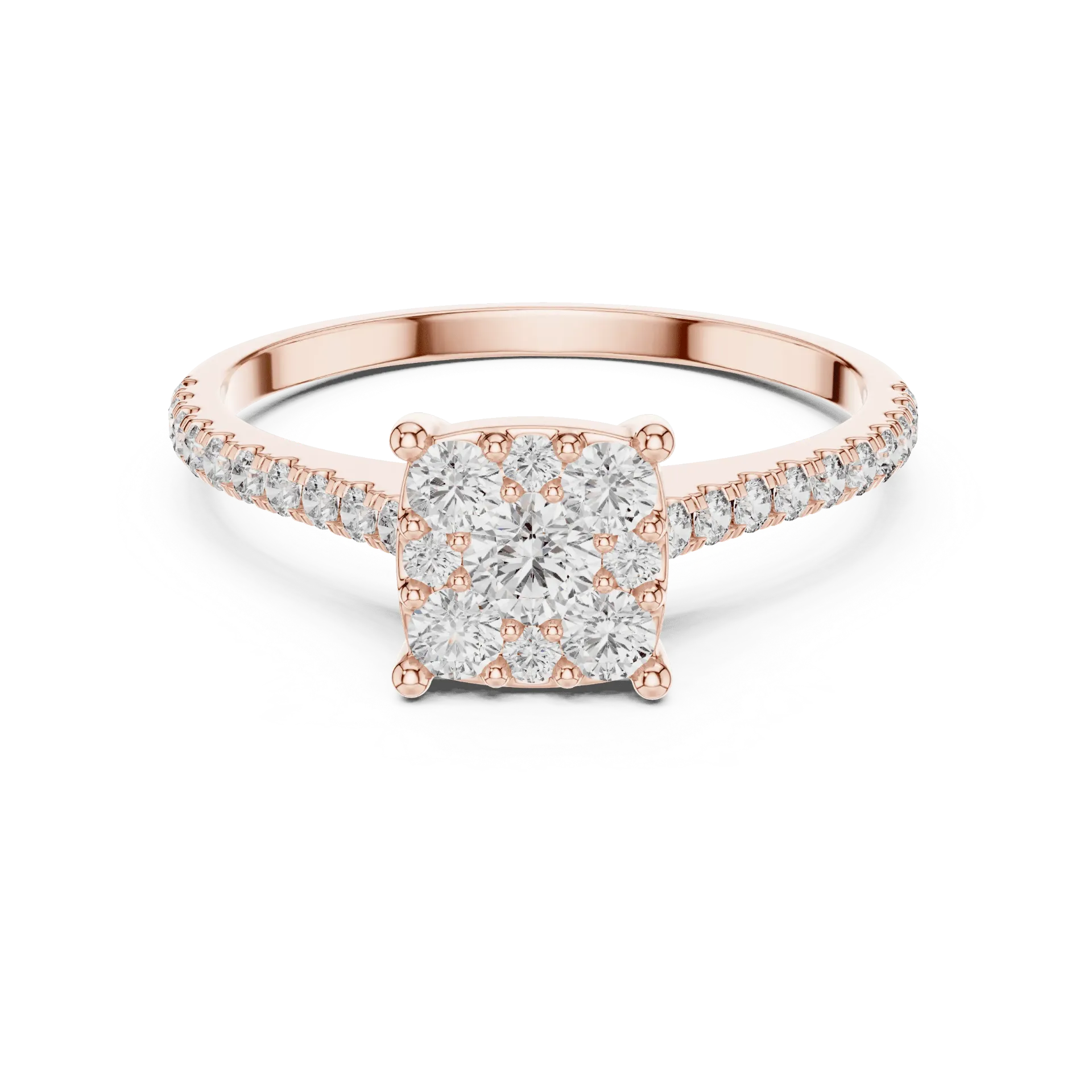 Cushion Cluster Pavé Ring