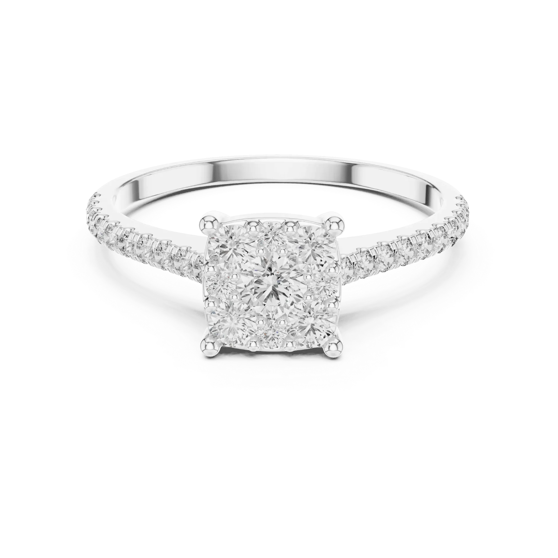 Cushion Cluster Pavé Ring