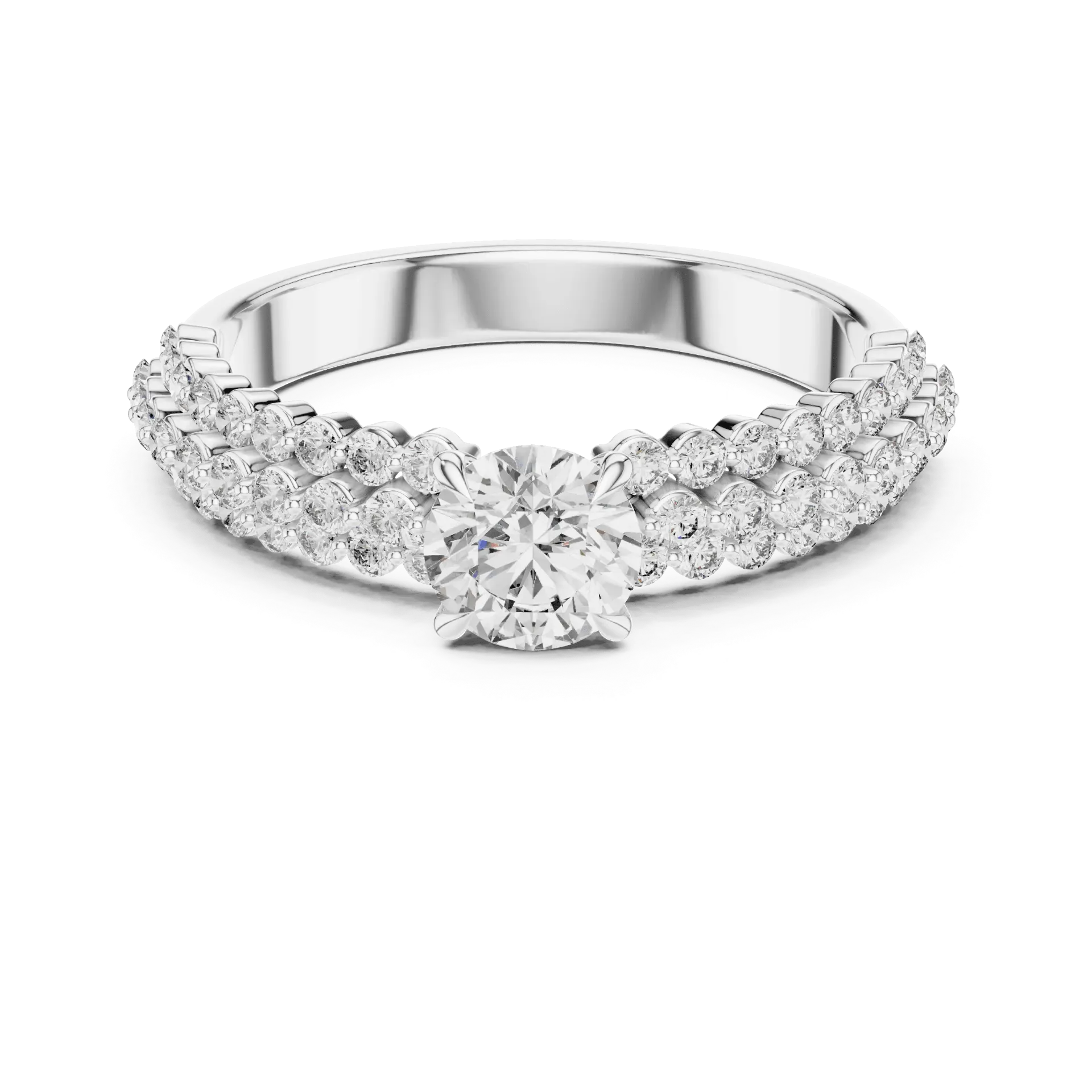 1.05ct Double-Row Pavé Brilliant Ring