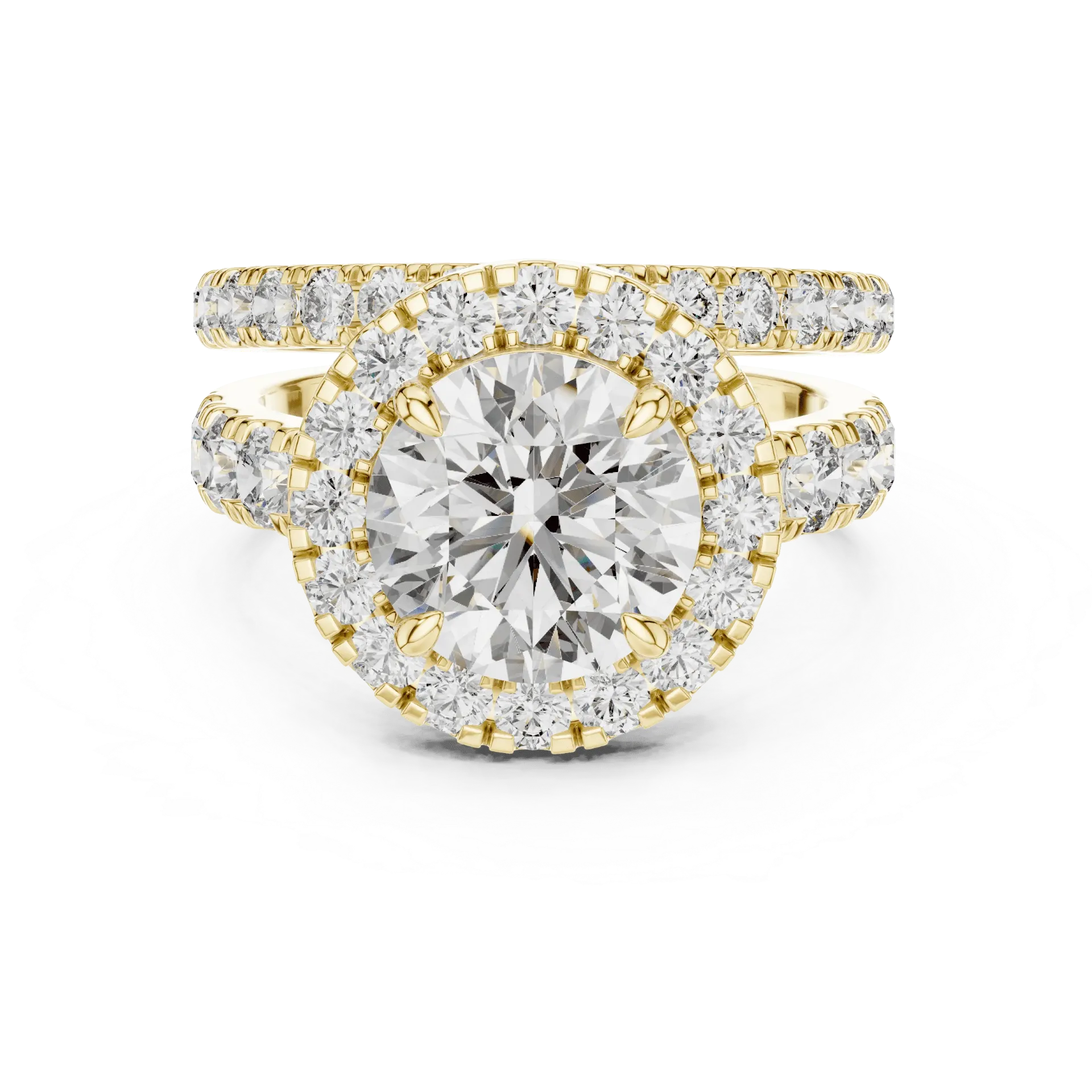 3ct Centre Double-Row Pavé Ring (Yellow)