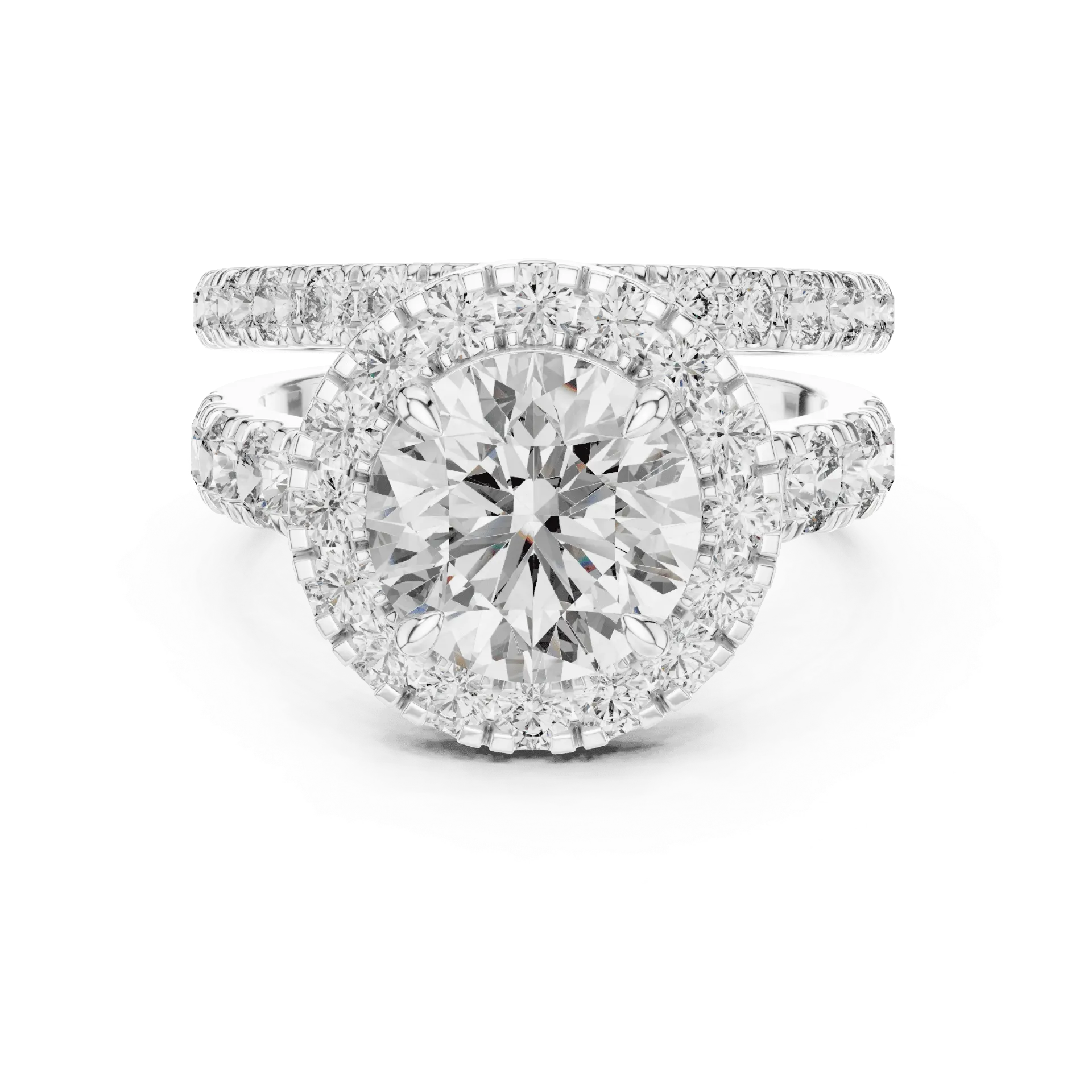 3ct Centre Double-Row Pavé Ring