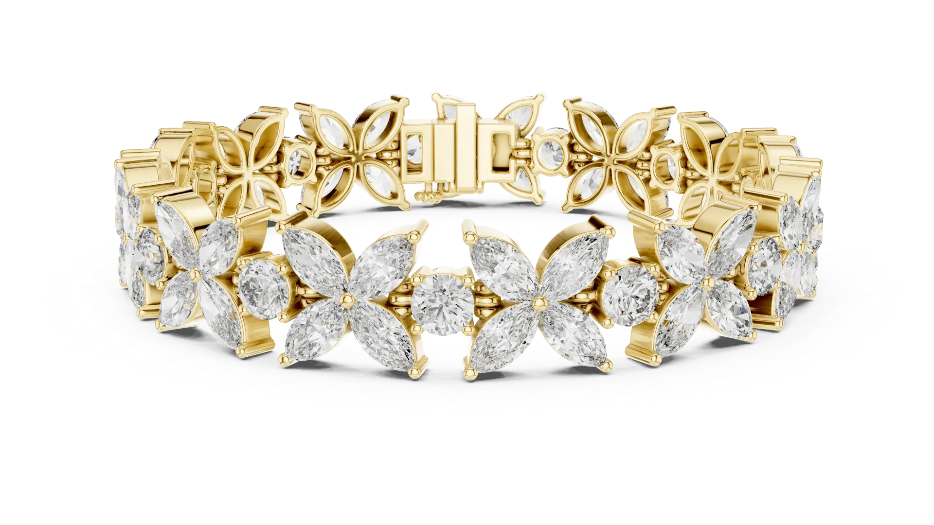 Staggered Double-Row Pear Tennis Bracelet (Yellow)