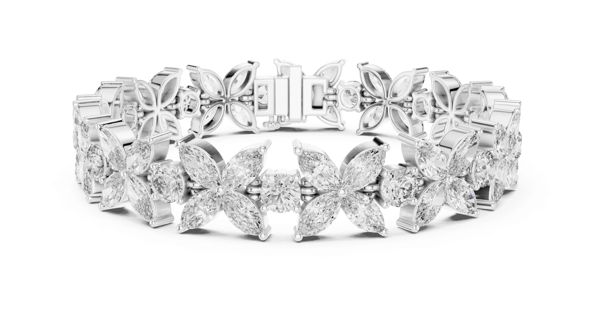 Staggered Double-Row Pear Tennis Bracelet