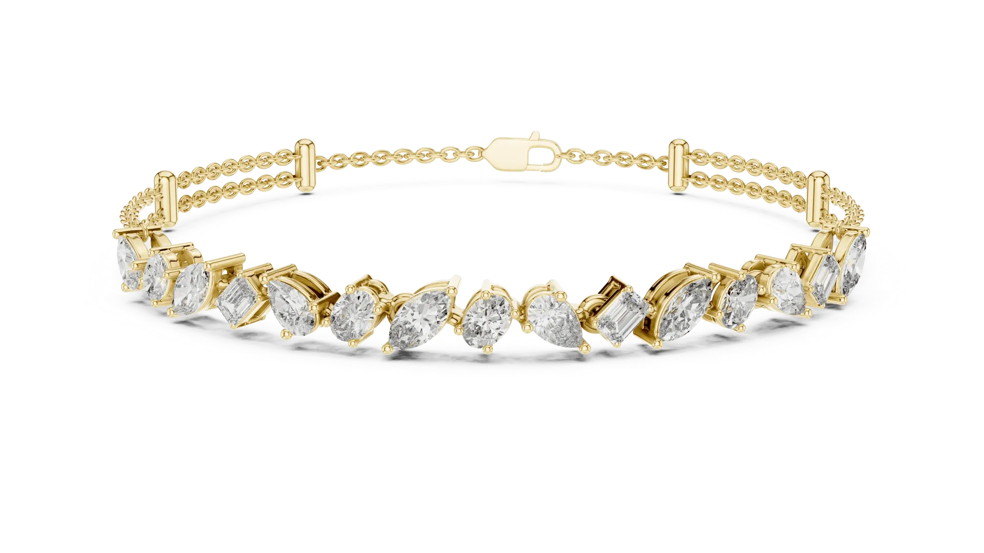 Whimsical Mixed-Cut Double Chain Bracelet  BYB2008