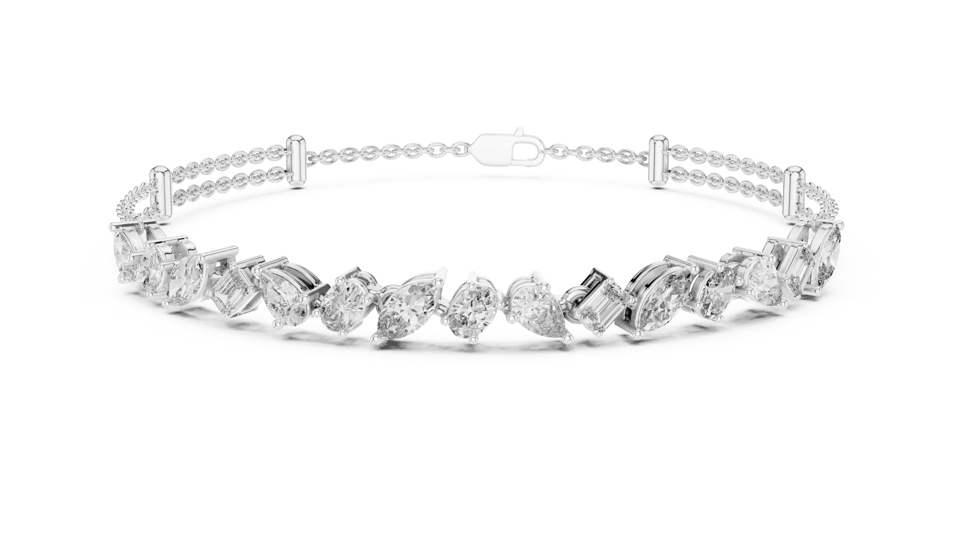 Whimsical Mixed-Cut Double Chain Bracelet  BYB2008