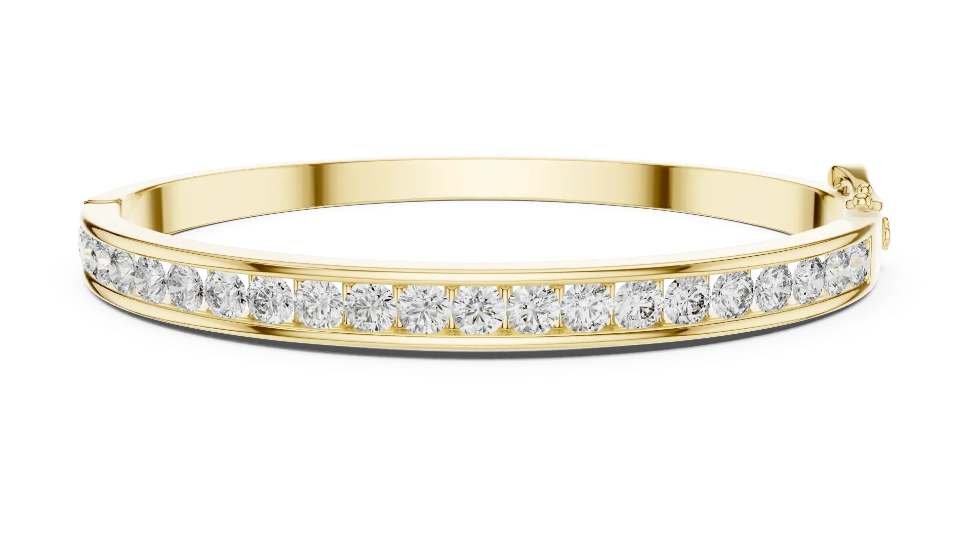 Modern Channel-Set Diamond Kada Bangle (​Yellow Vermeil)