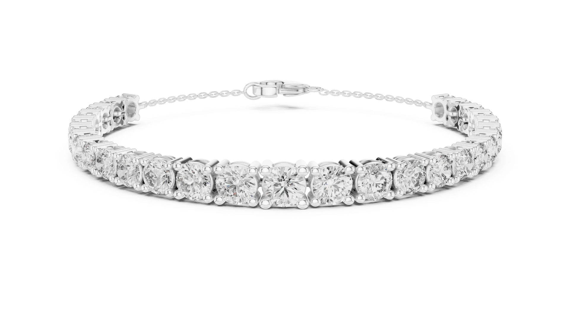 Graduating Chain-Backed Tennis Bracelet