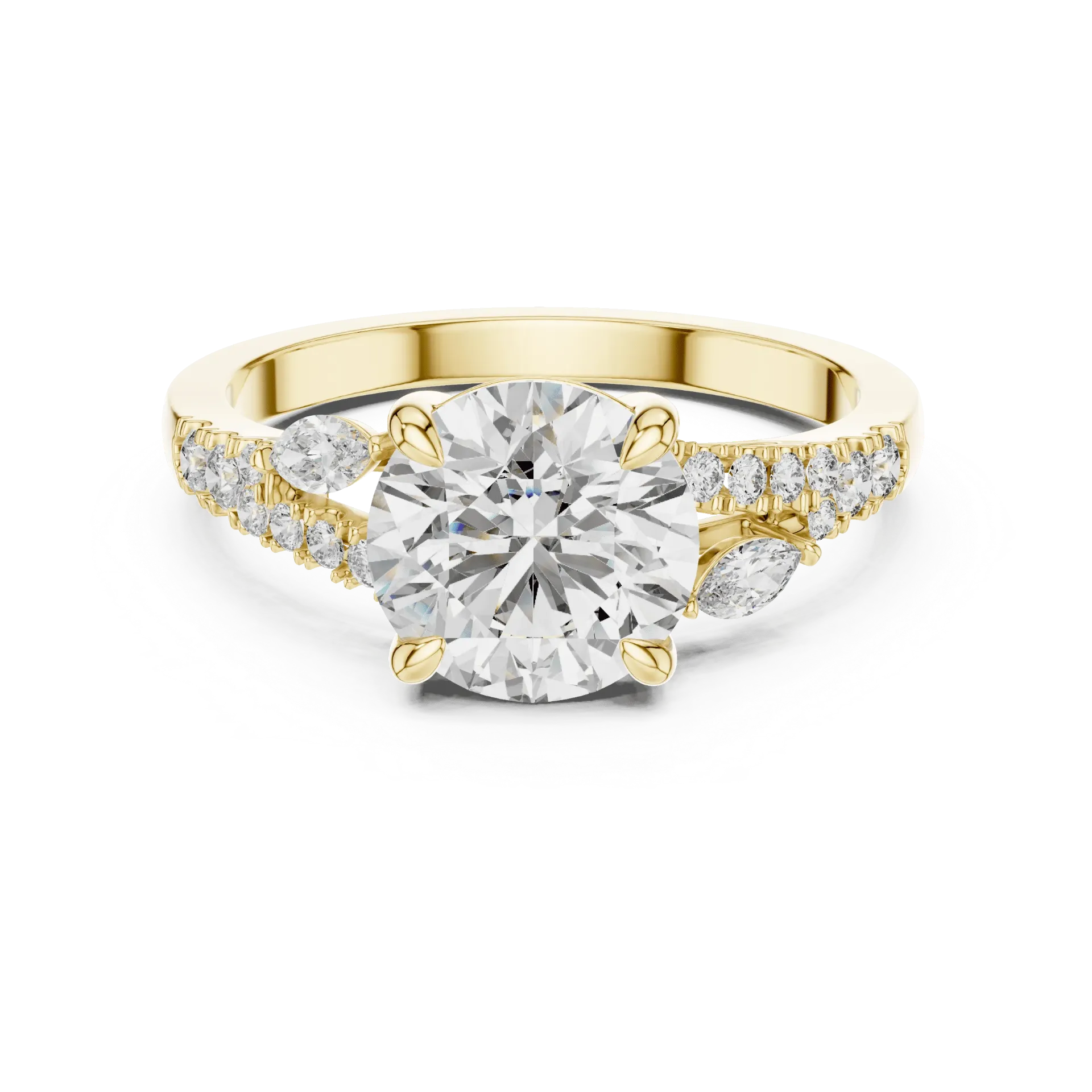 2ct Solitaire Botanical Bypass Vine Ring (Yellow)
