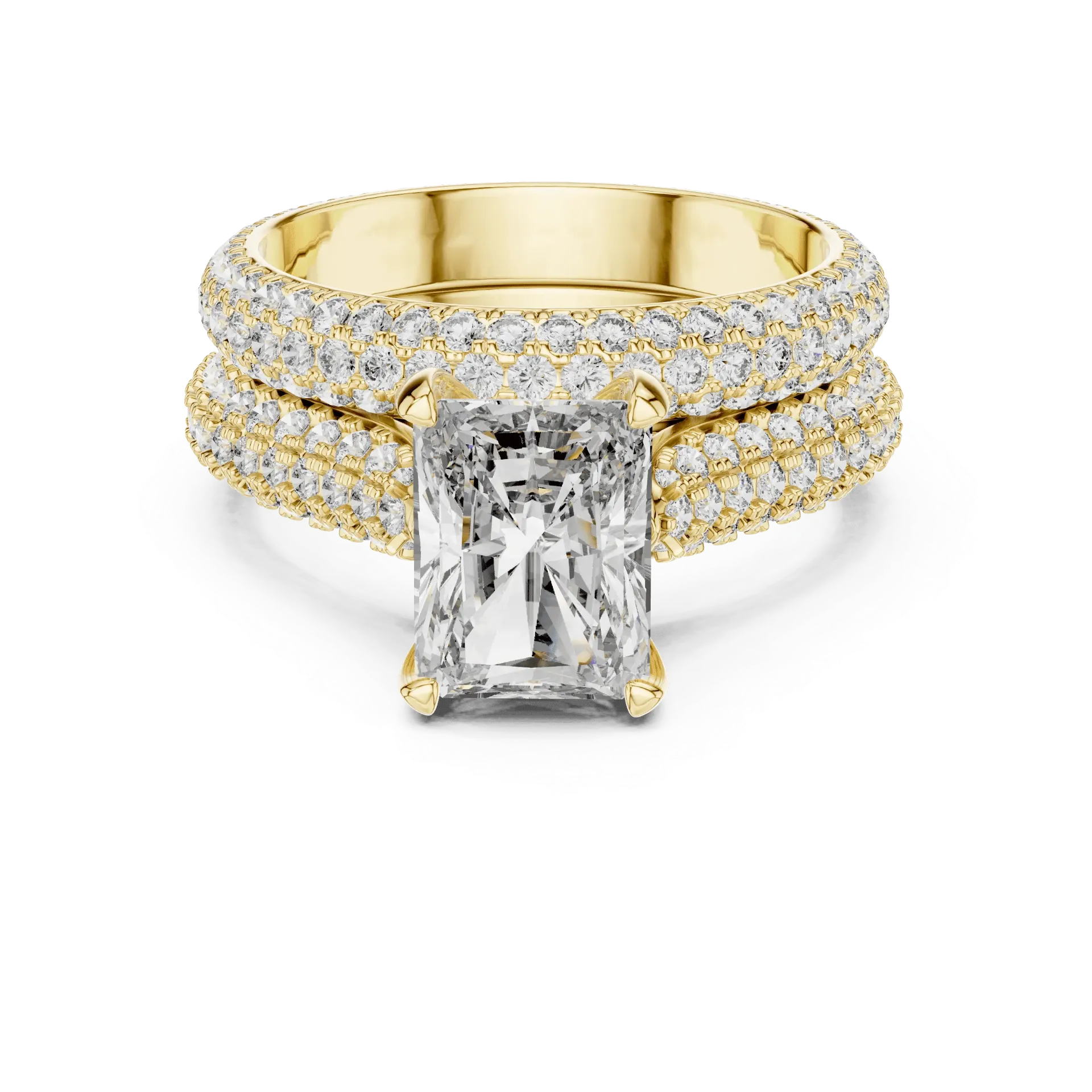 5.20ct Opulent Multi-Row Pavé Radiant Ring