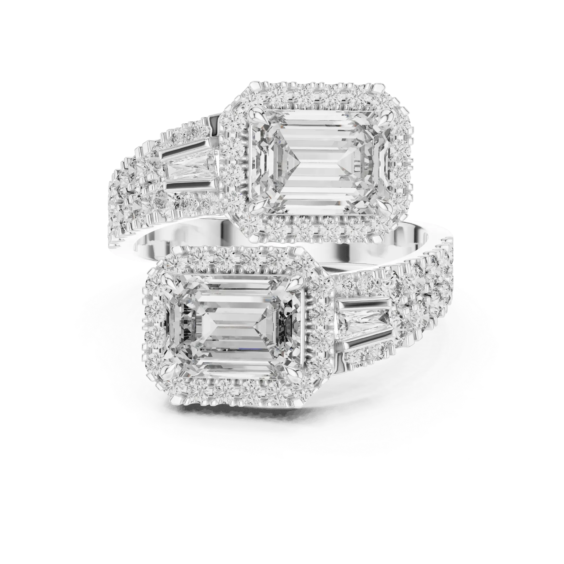 3.70ct The Extravagant Dual Emerald Toi et Moi Ring