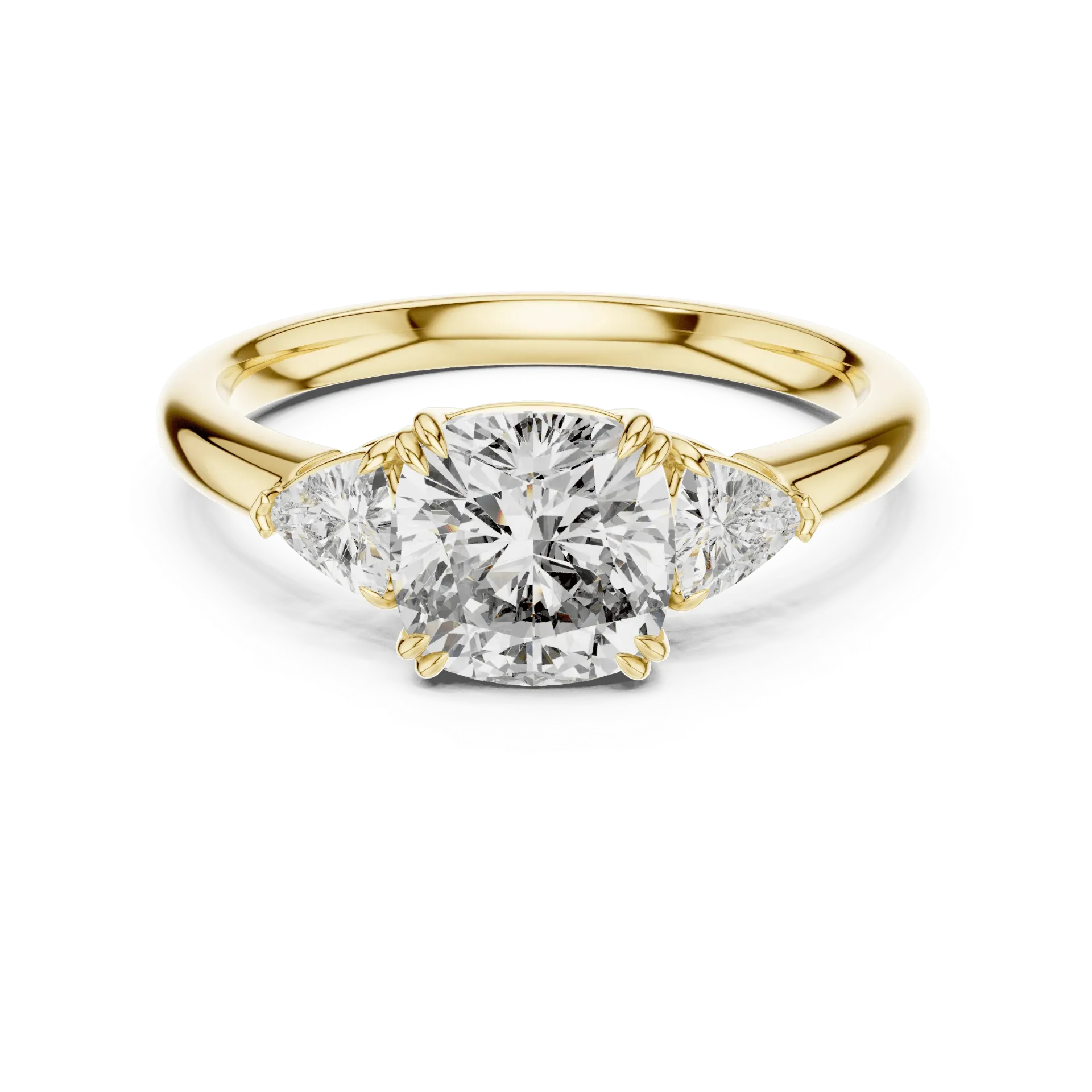 2.10ct Classic Cushion & Trillion Three-Stone Ring