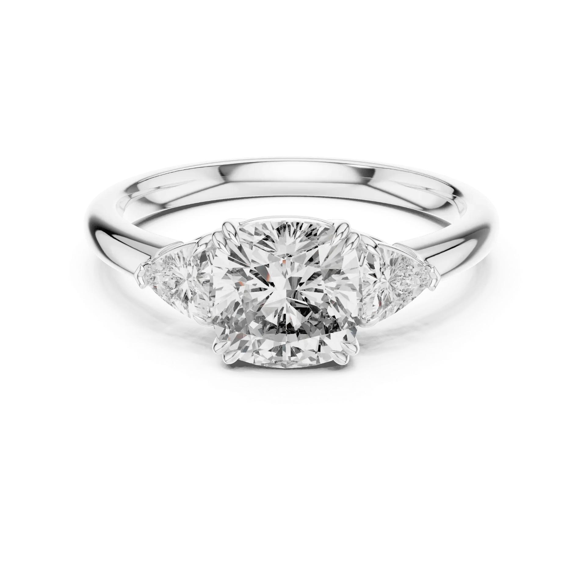 Classic Cushion & Trillion Trilogy Ring