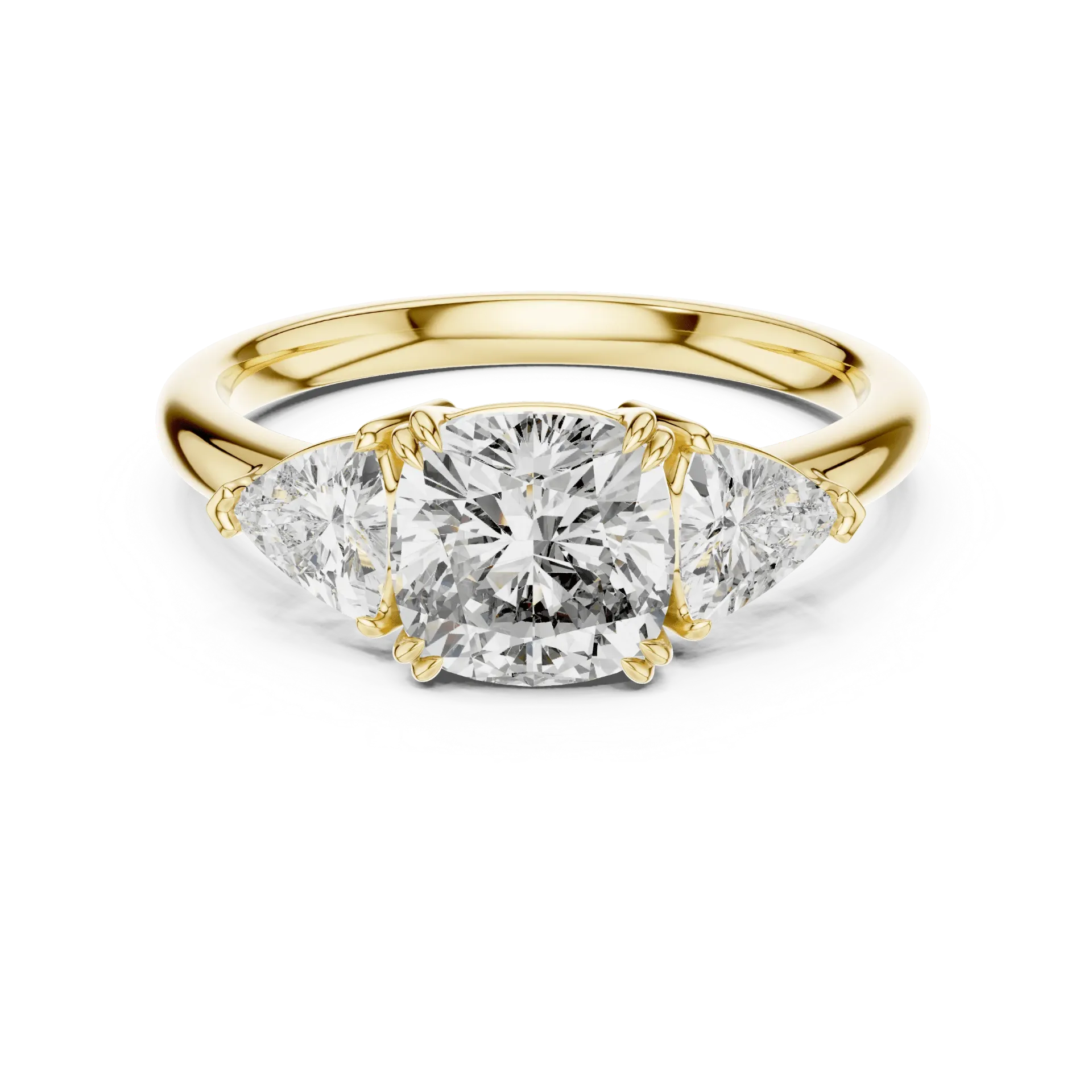 2ct Radiant Cushion & Trillion Trilogy Ring (Yellow)