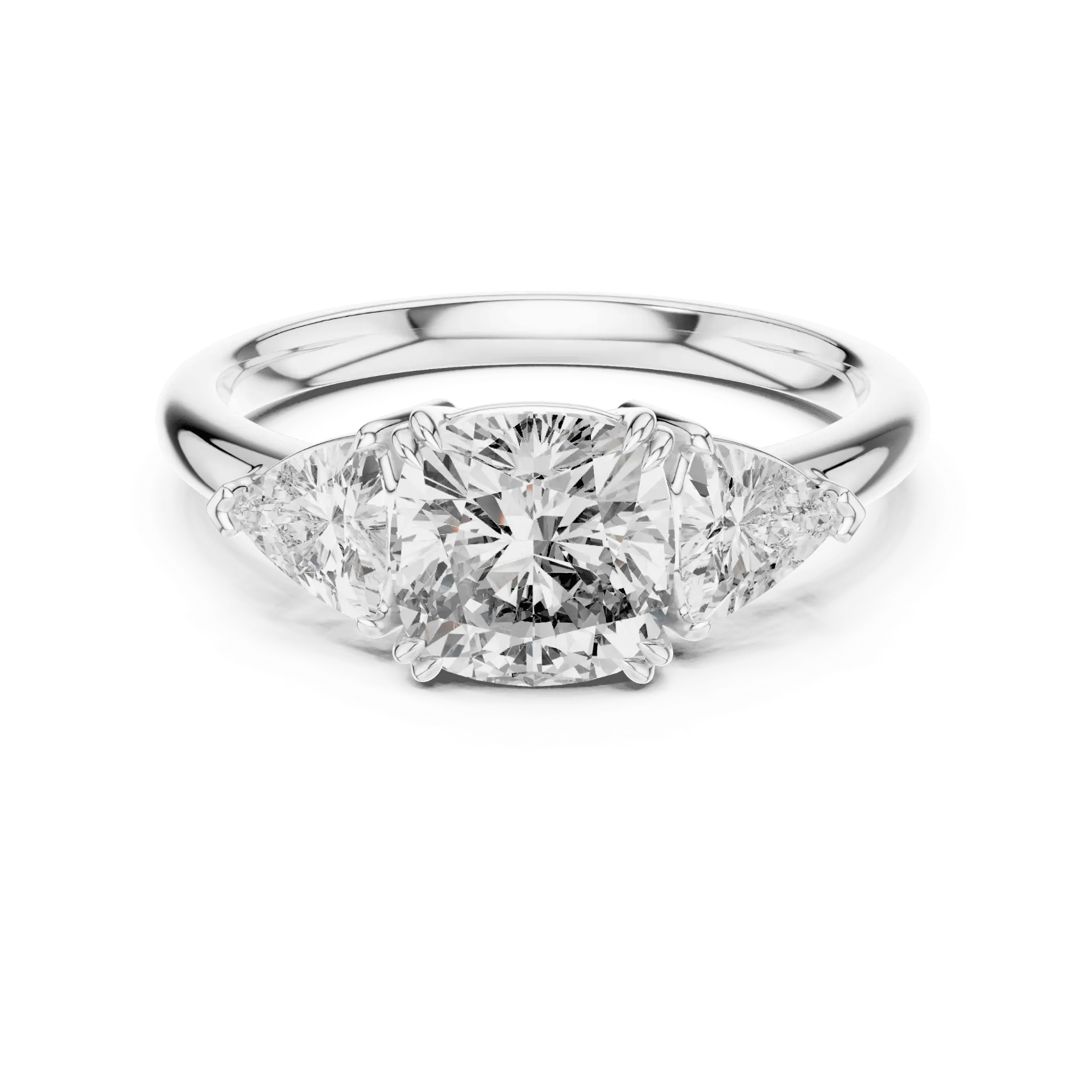 2ct Radiant Cushion & Trillion Trilogy Ring