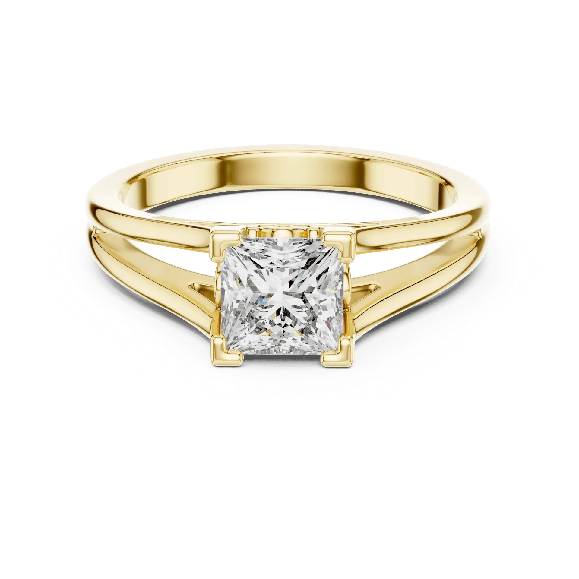 1ct Architectural Split-Shank Princess Solitaire Ring (Yellow)