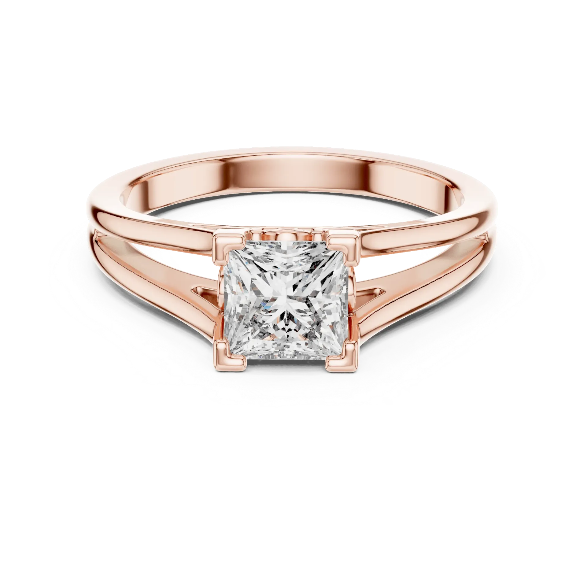 1ct Architectural Split-Shank Princess Solitaire Ring