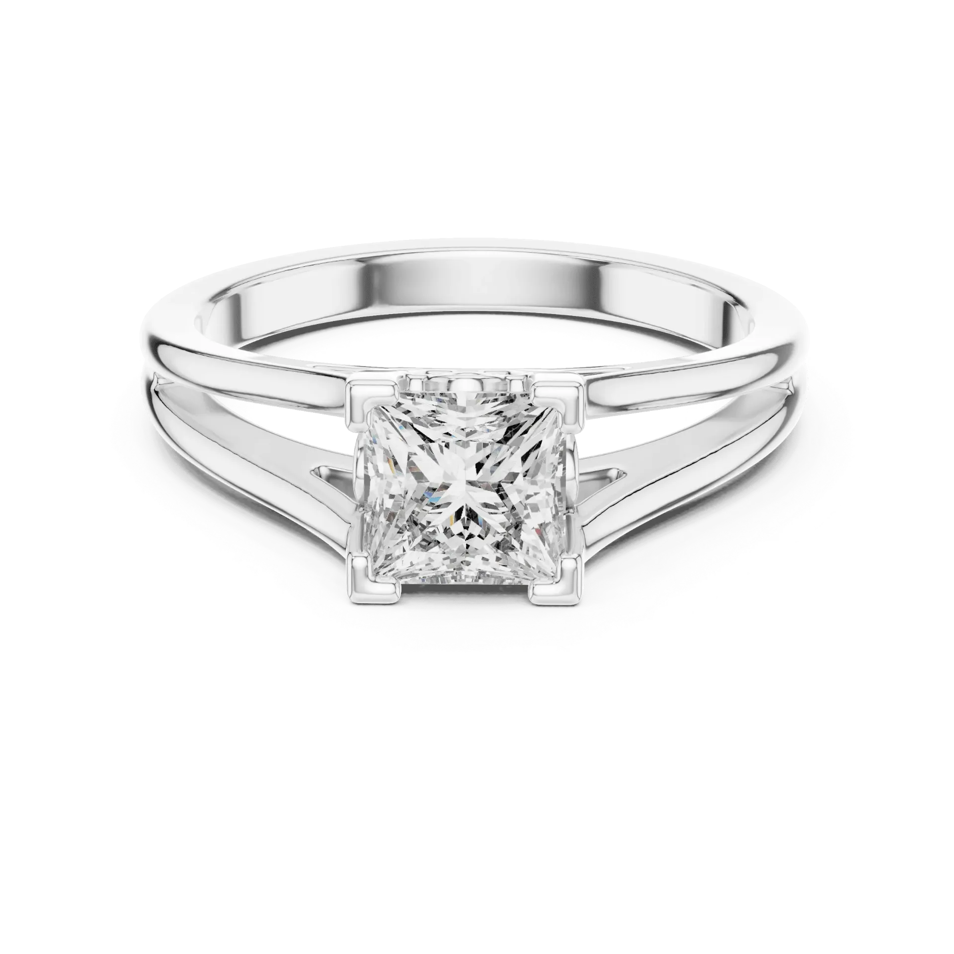 1ct Architectural Split-Shank Princess Solitaire Ring