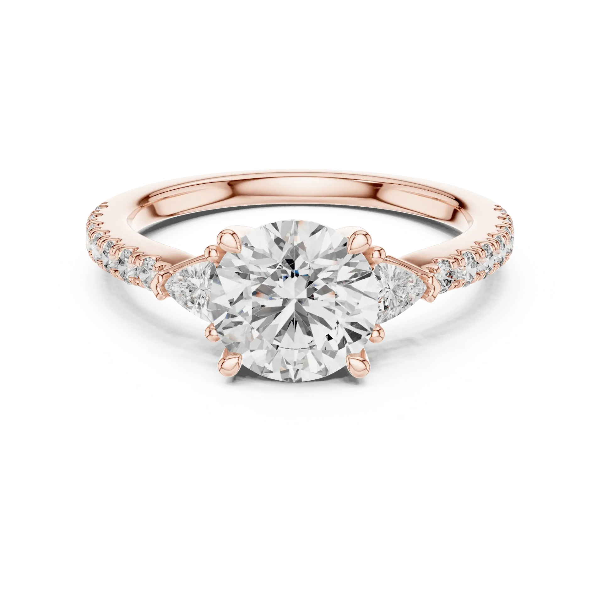 1.80ct The Classic Round & Pear Three-Stone Pavé Ring