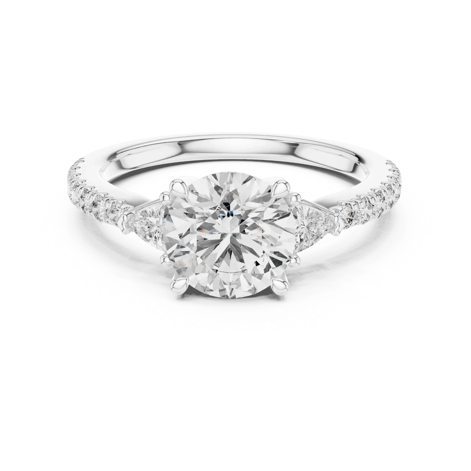 1.80ct The Classic Round & Pear Three-Stone Pavé Ring