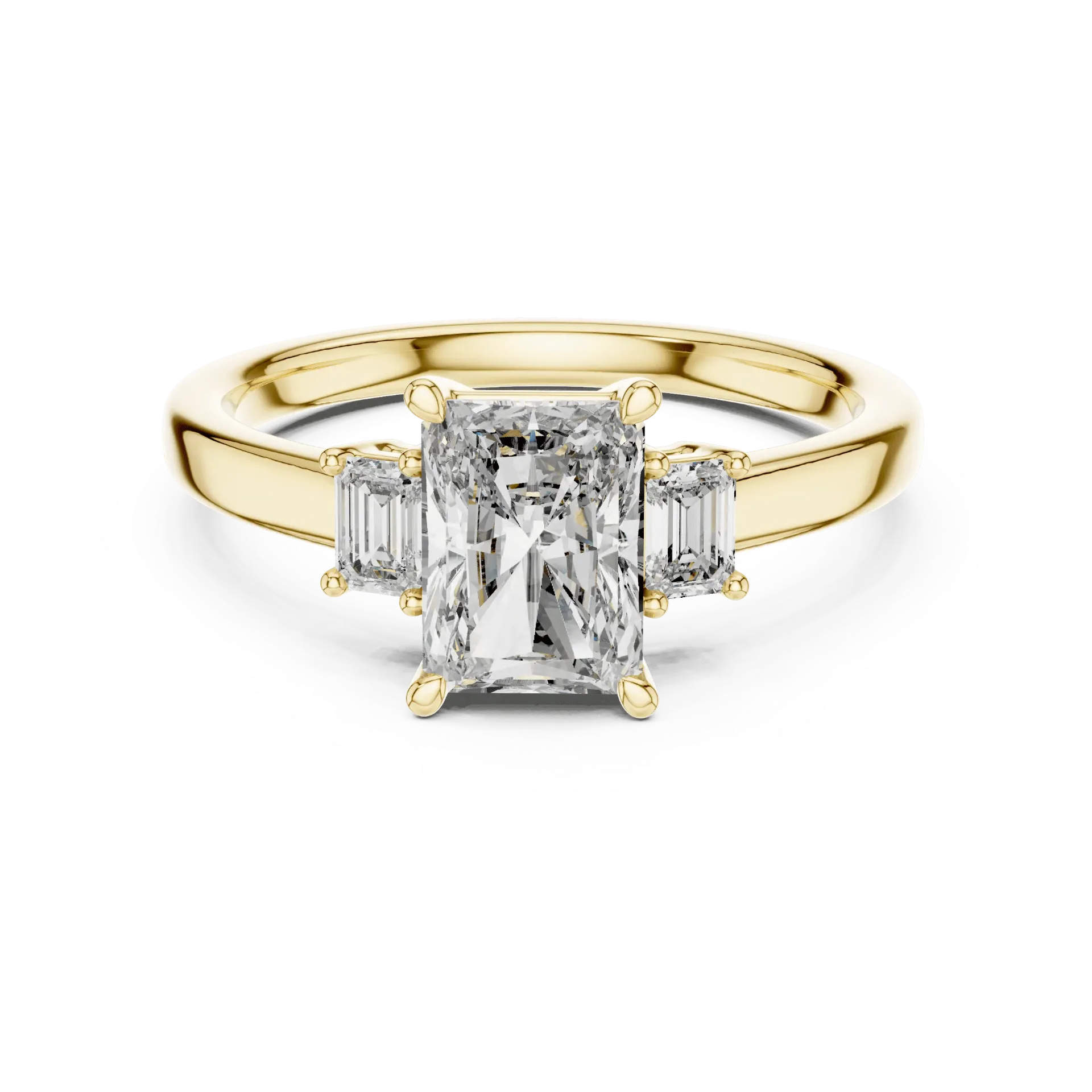 1.50ct Emerald & Emerald Trilogy Ring (Yellow)
