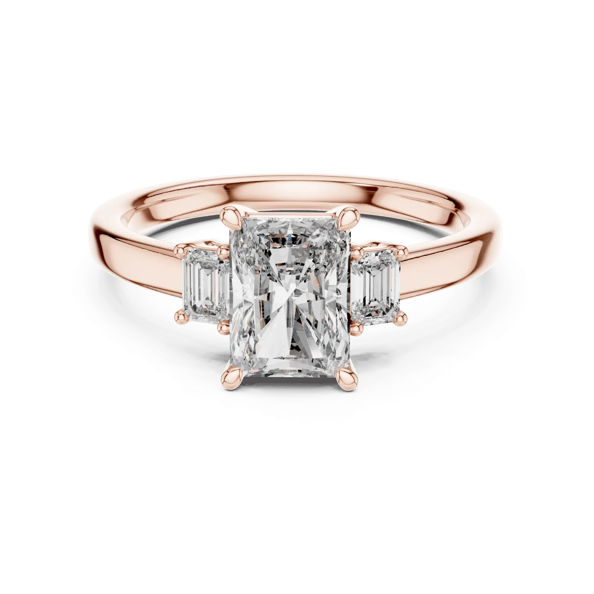 1.70ct Radiant & Emerald Three-Stone Ring