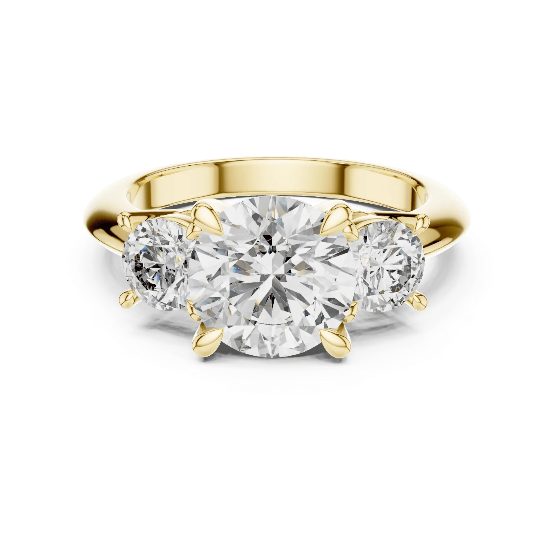 Classic Four-Prong Round Trilogy Ring (Yellow)