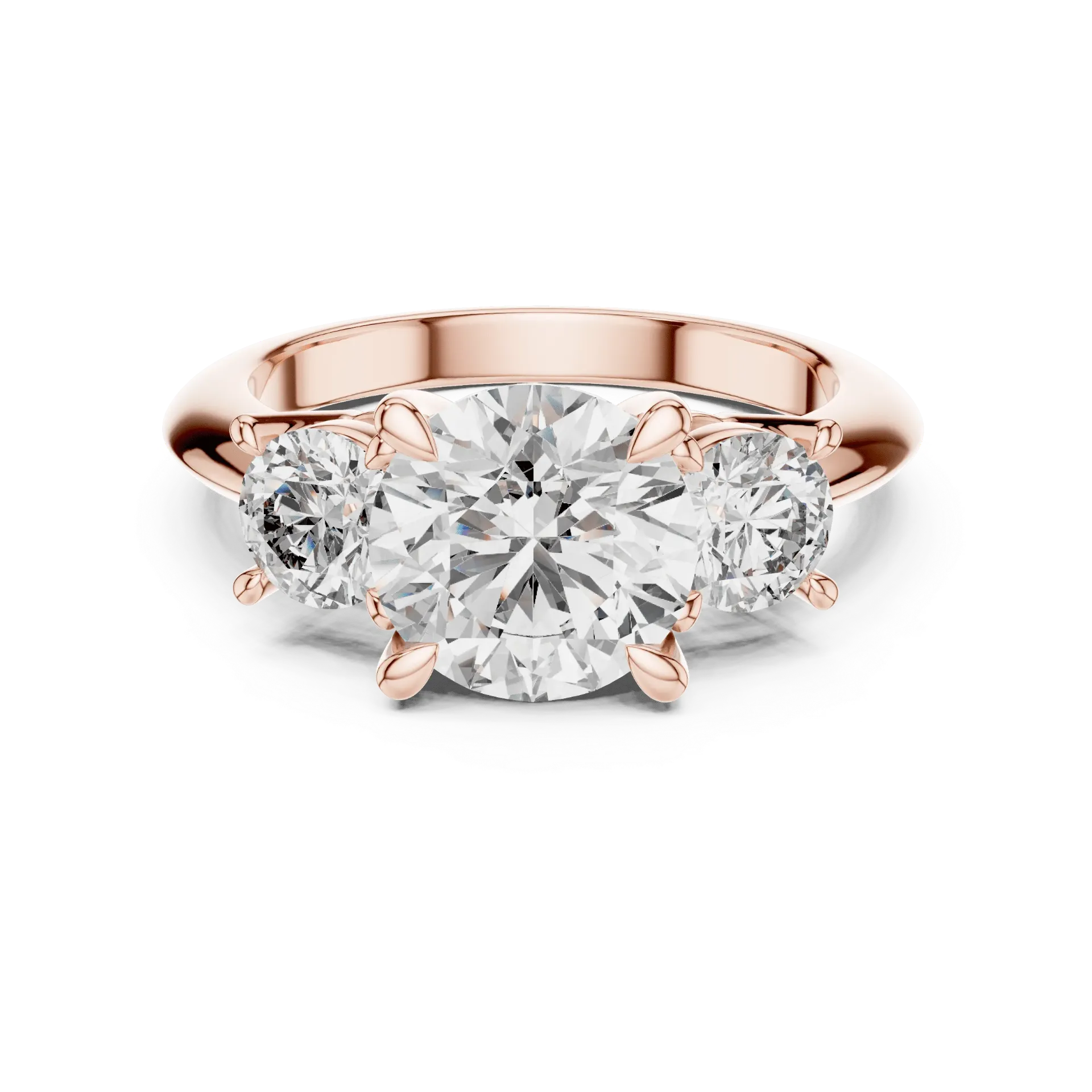 3.50ct Classic Four-Prong Round Trilogy Ring