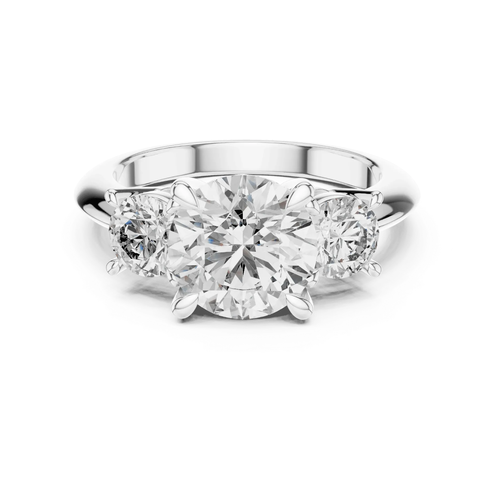 3.50ct Classic Four-Prong Round Trilogy Ring