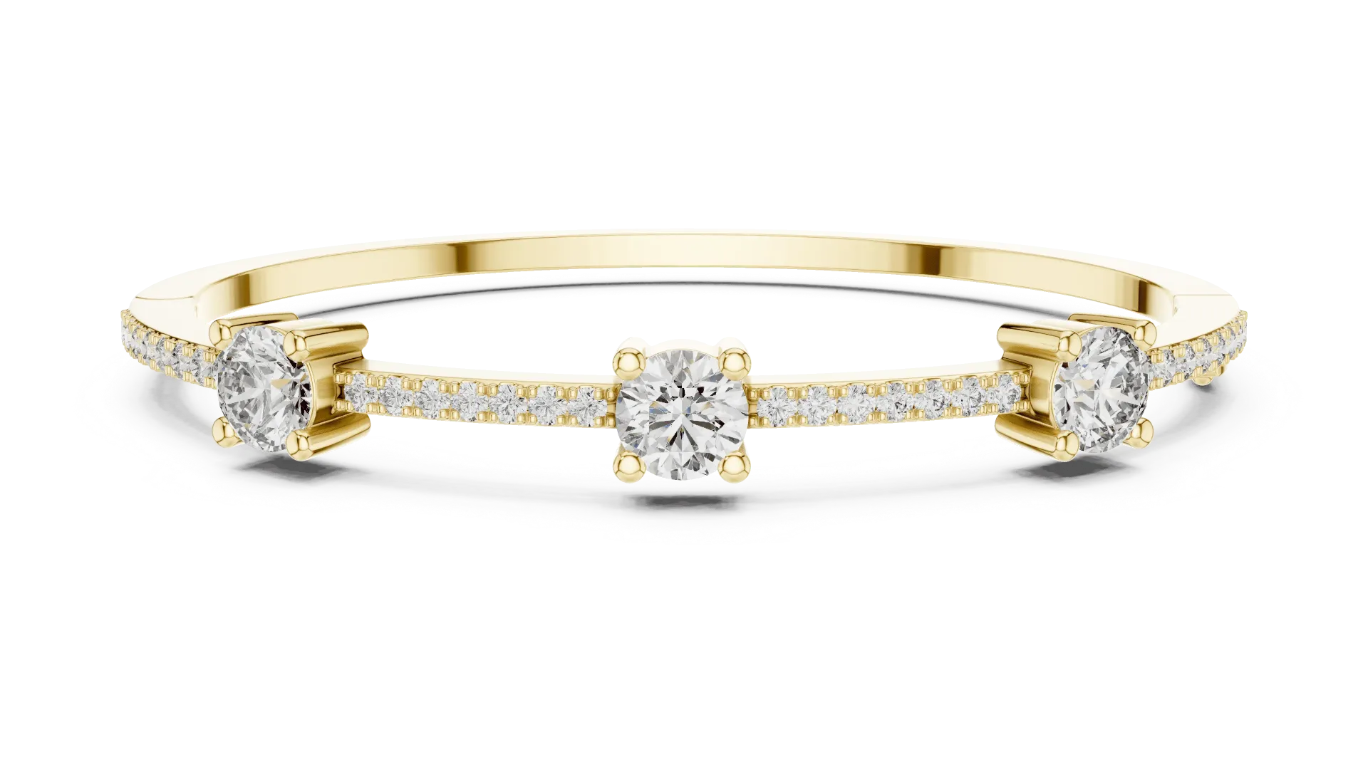 Three-Stone Pavé Station Bangle Kada (Yellow)