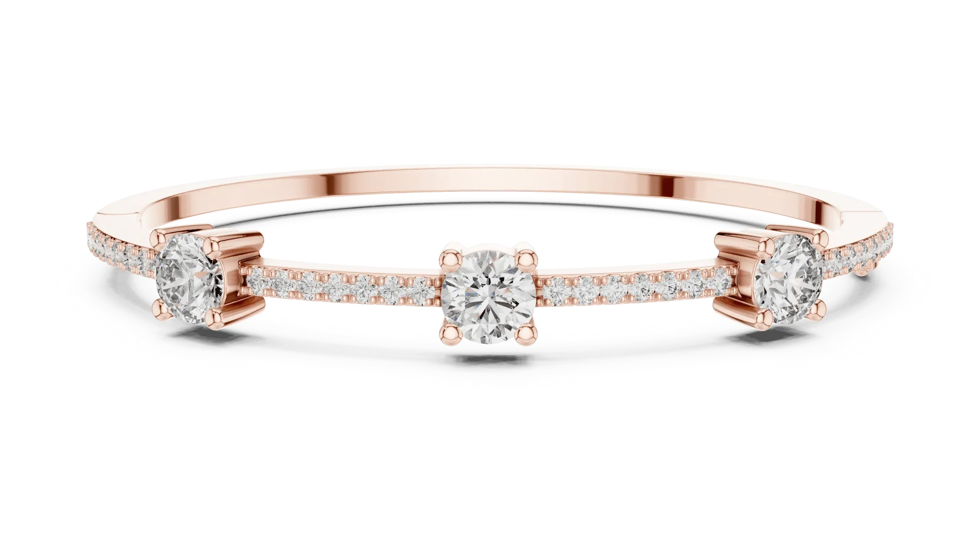 Three-Stone Pavé Station Bangle Kada