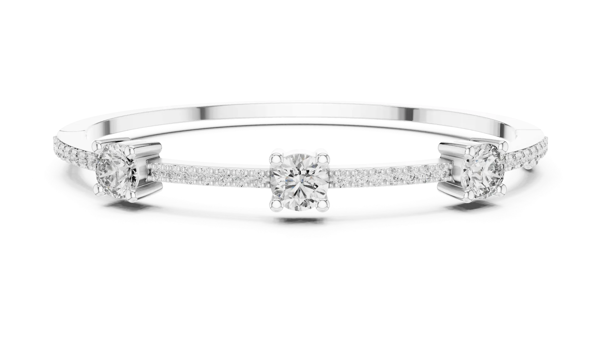 Three-Stone Pavé Station Bangle-BYB2033