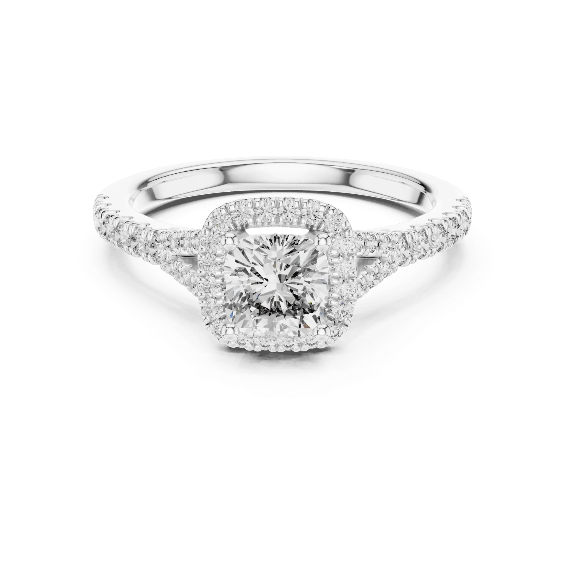 1ct Split-Shank Cushion Halo Ring