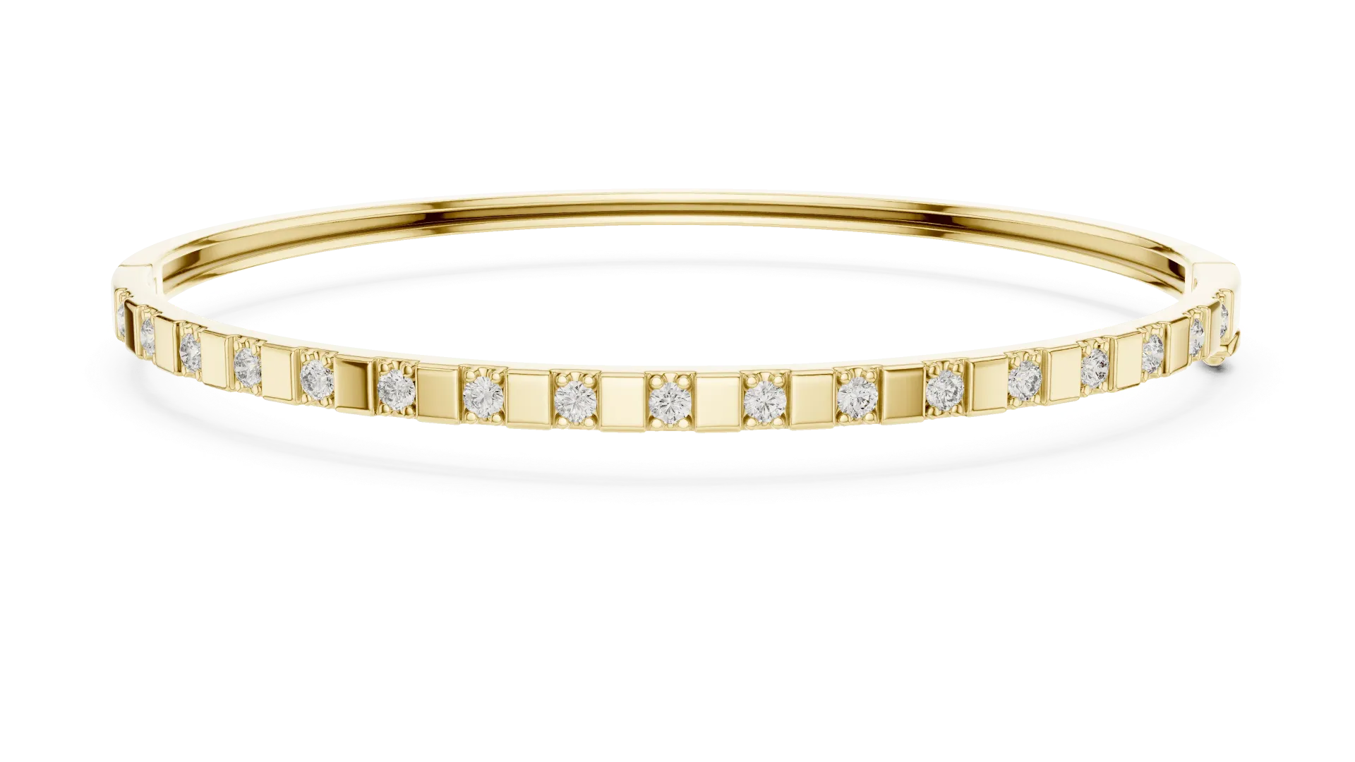 Geometric Bar & Diamond Stacking Kada Bangle (​Yellow Vermeil)