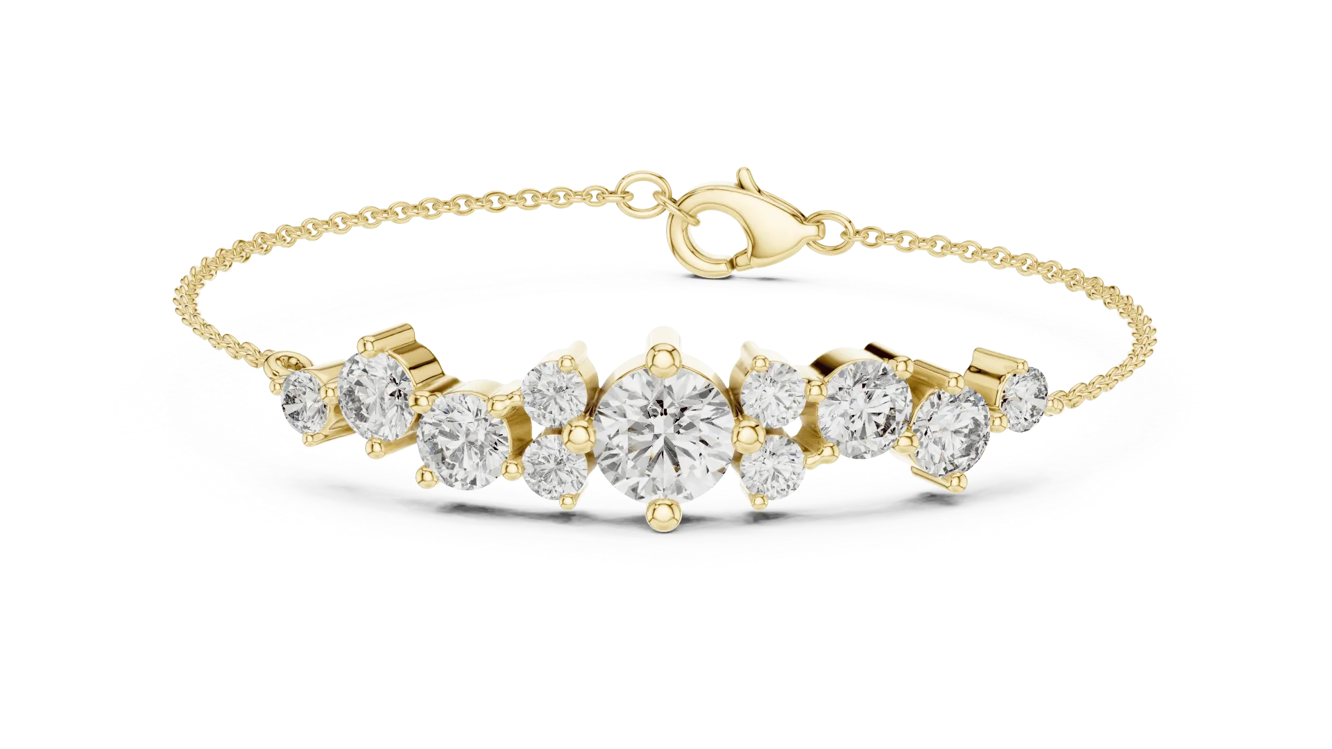 Graduated Diamond Cluster Bar Bracelet (Yellow)