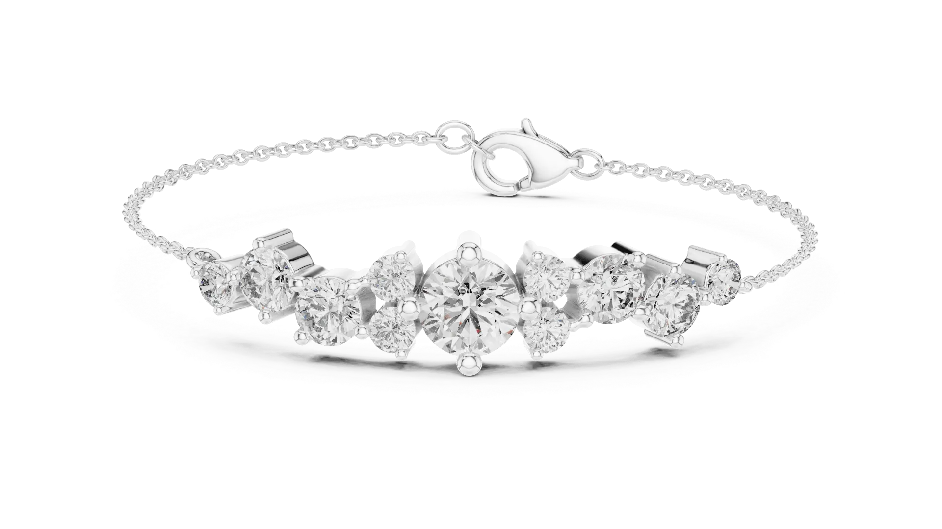 Graduated Diamond Cluster Bar Bracelet