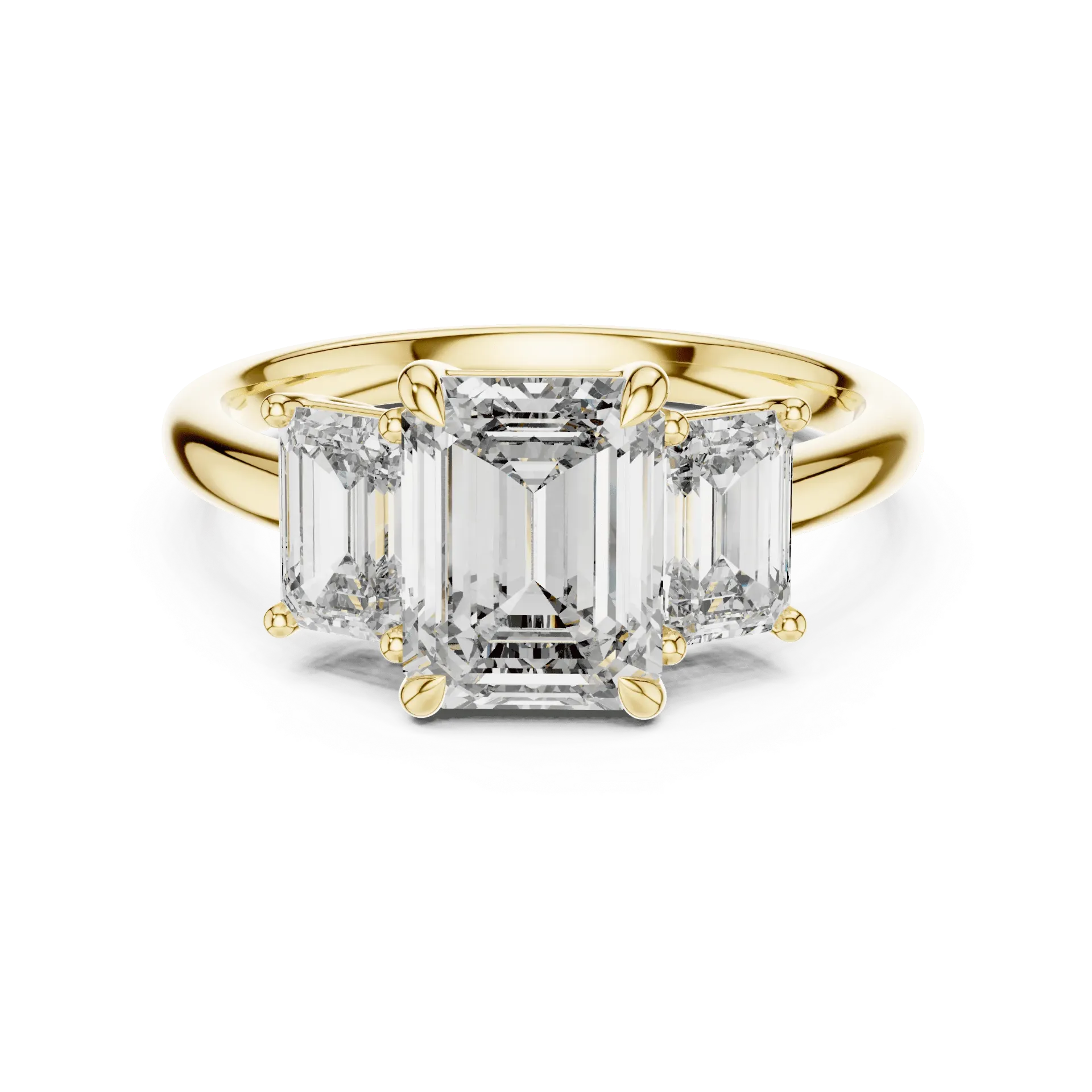 3ct Classic Emerald Trilogy Ring (Yellow)