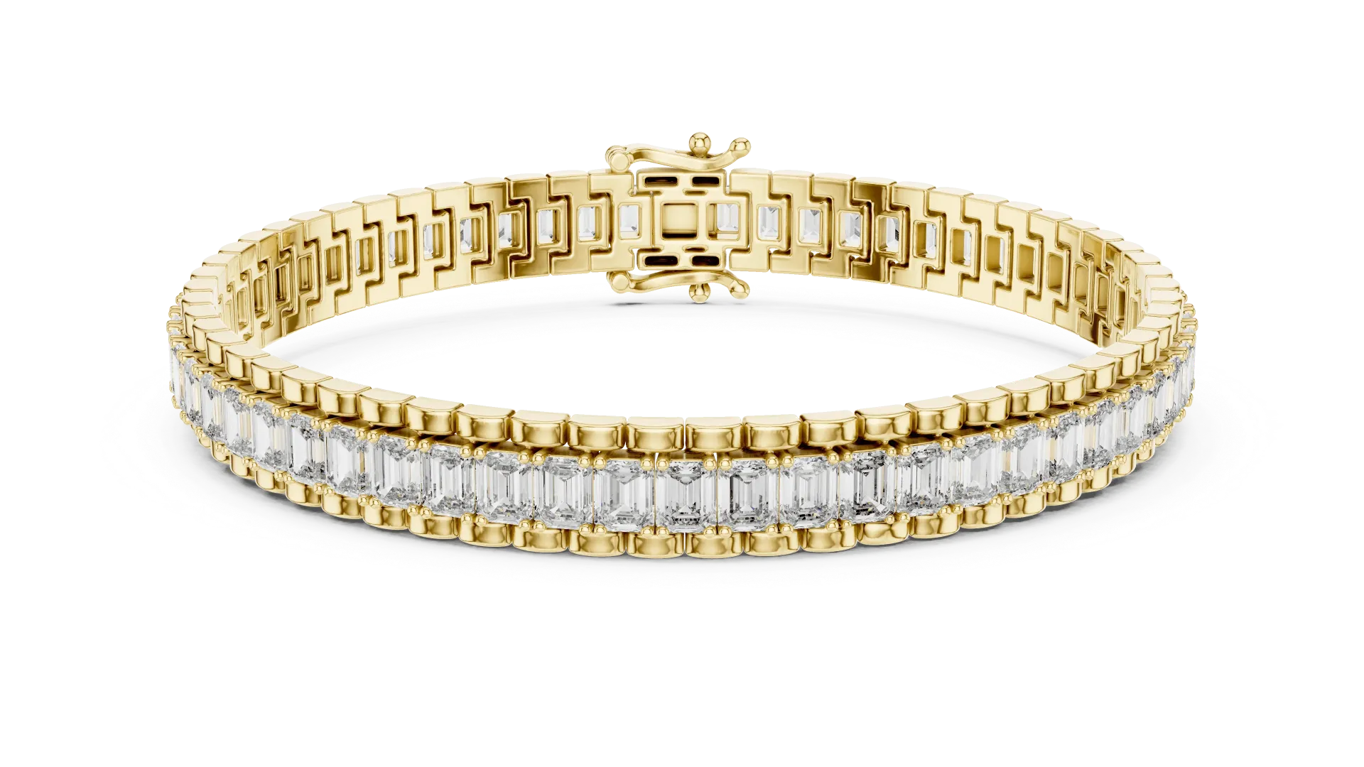 Structured Emerald-Cut Track Bracelet (Yellow)