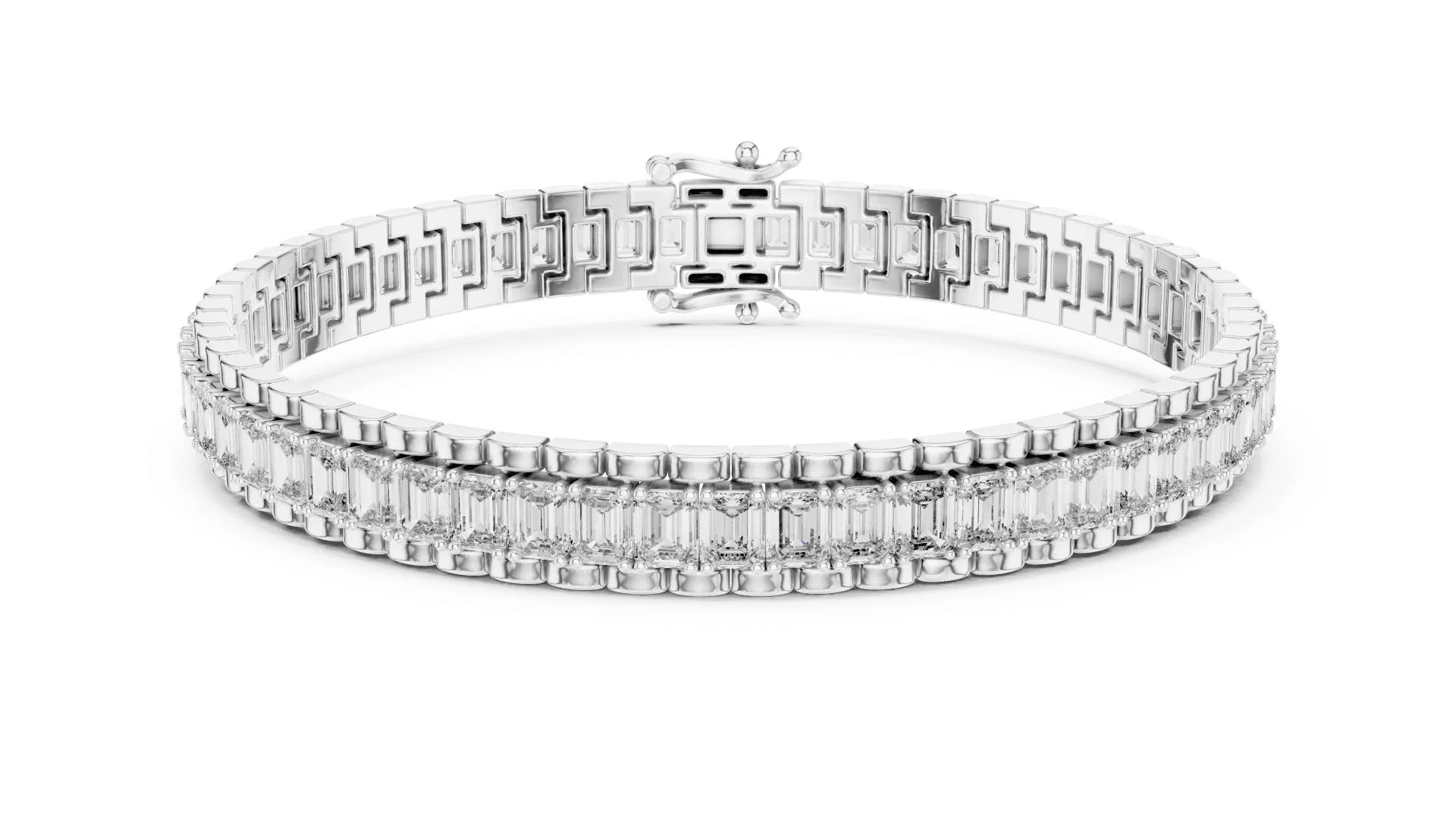 Structured Emerald-Cut Track Bracelet -BYB2049