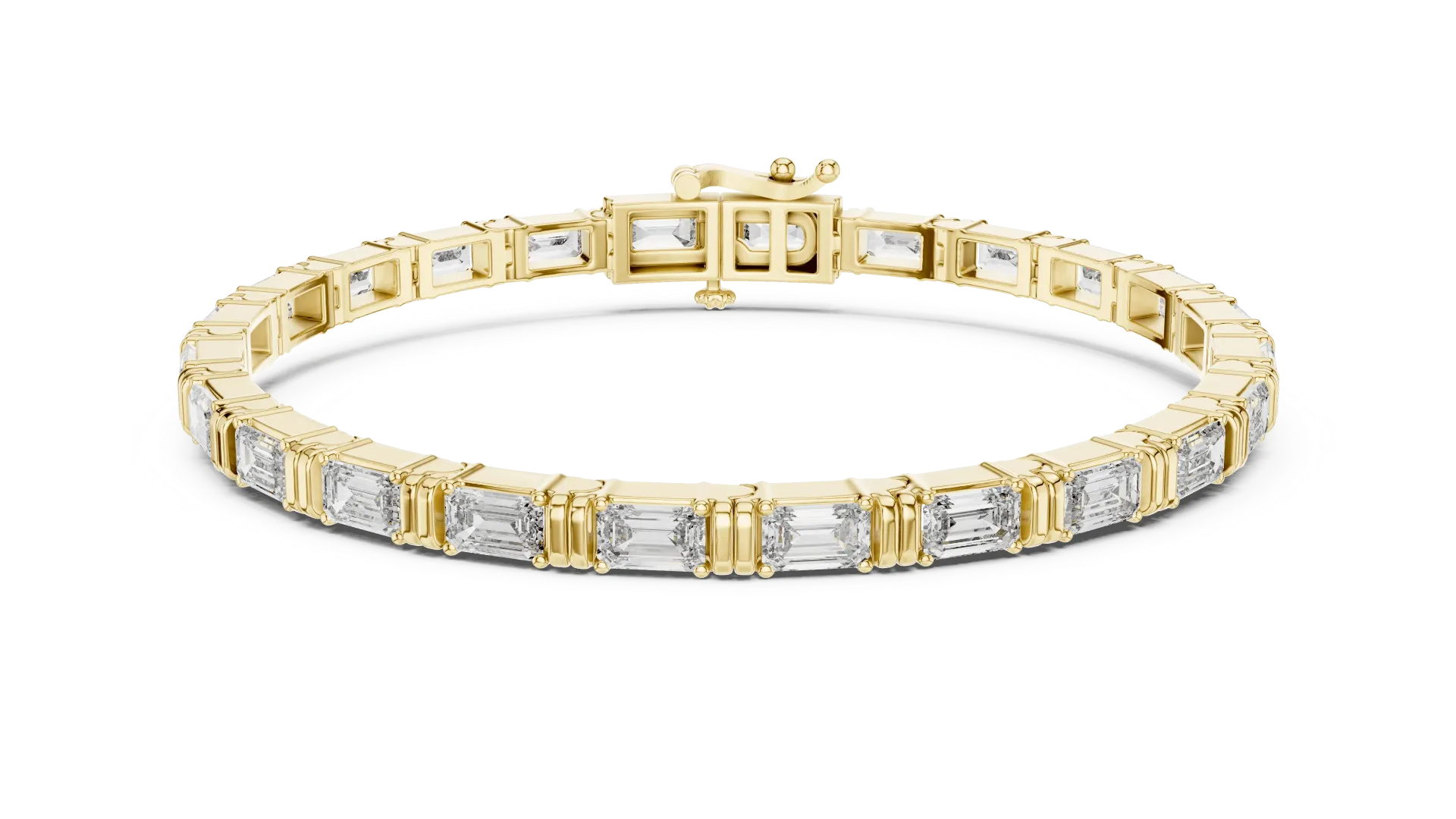 Art Deco Emerald Fluted Pillar Bracelet (Yellow)