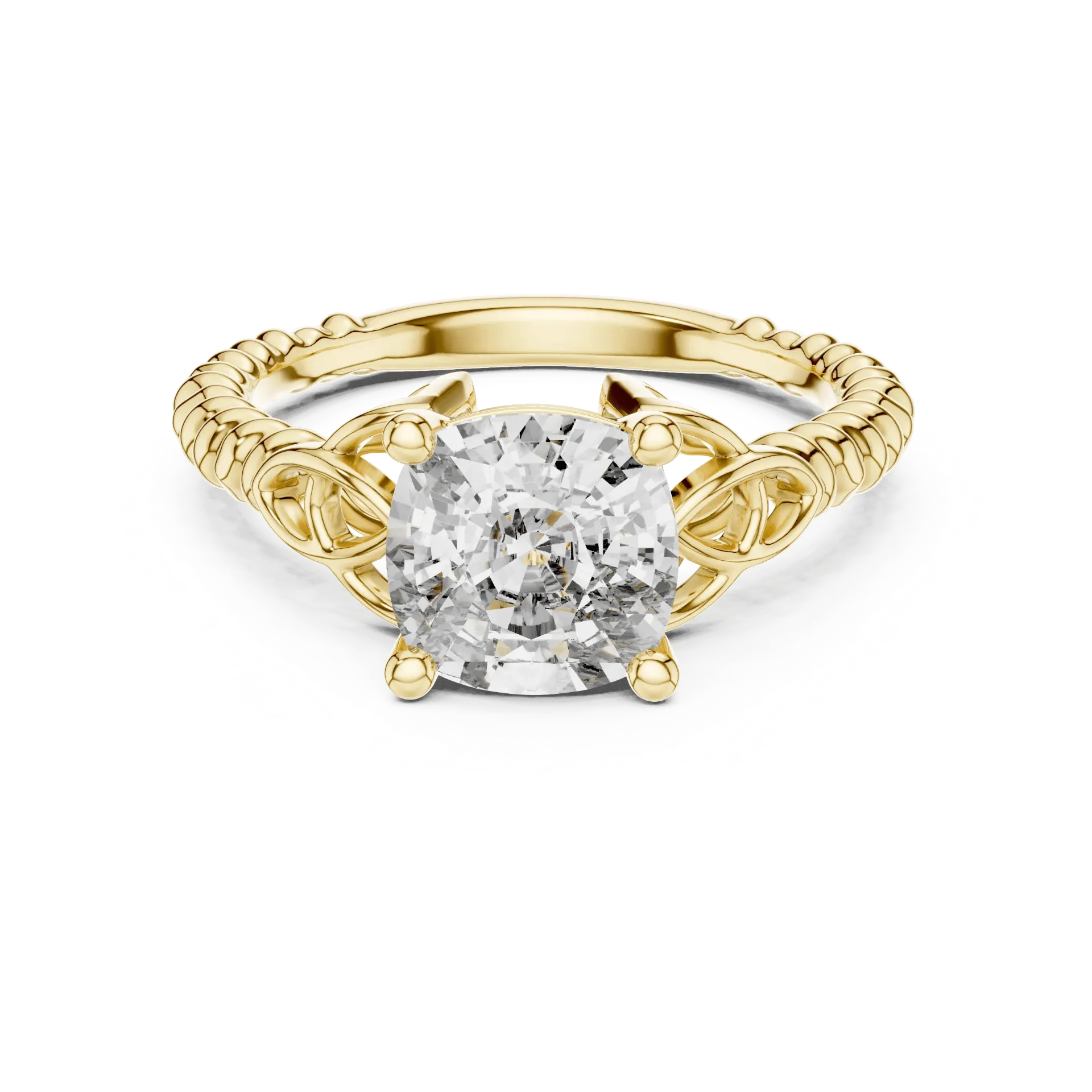 2.45ct The Sculptural Braided Cushion Solitaire Ring
