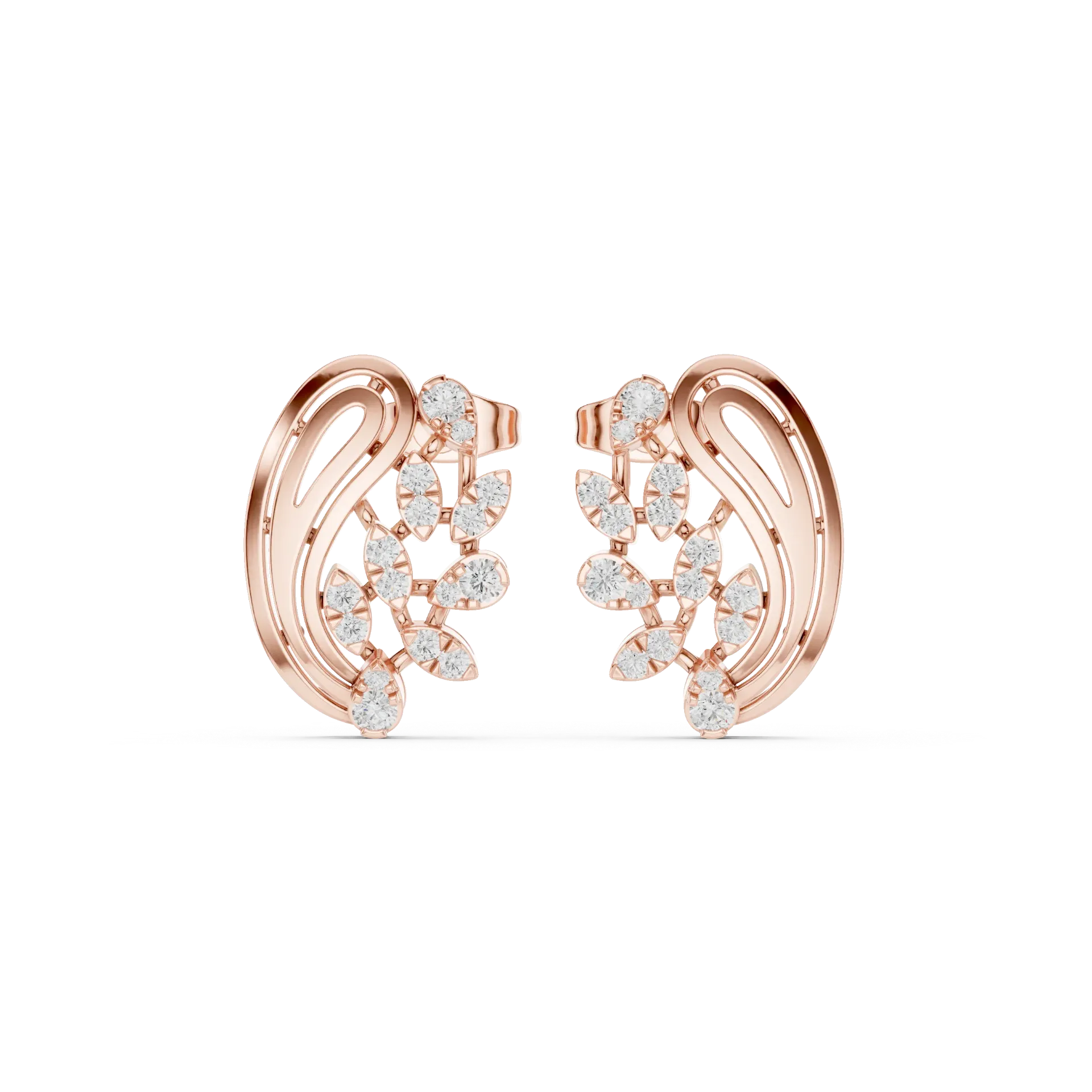 Diamond Vine Teardrop Earrings