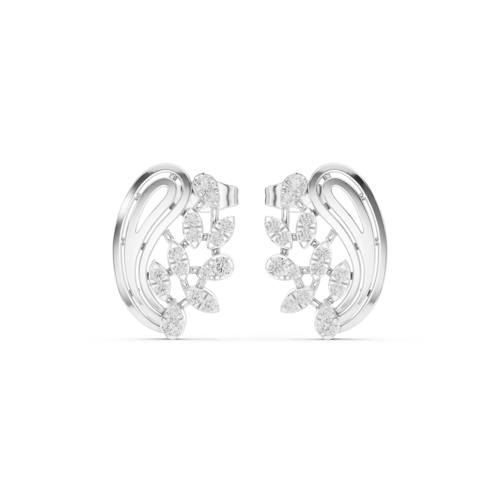 Diamond Vine Teardrop Earrings