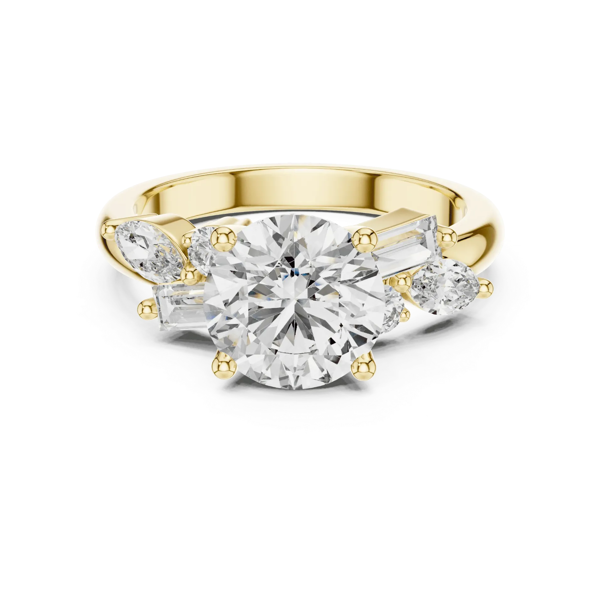 Whimsical Mixed-Cut Cluster Pave Ring (Yellow)