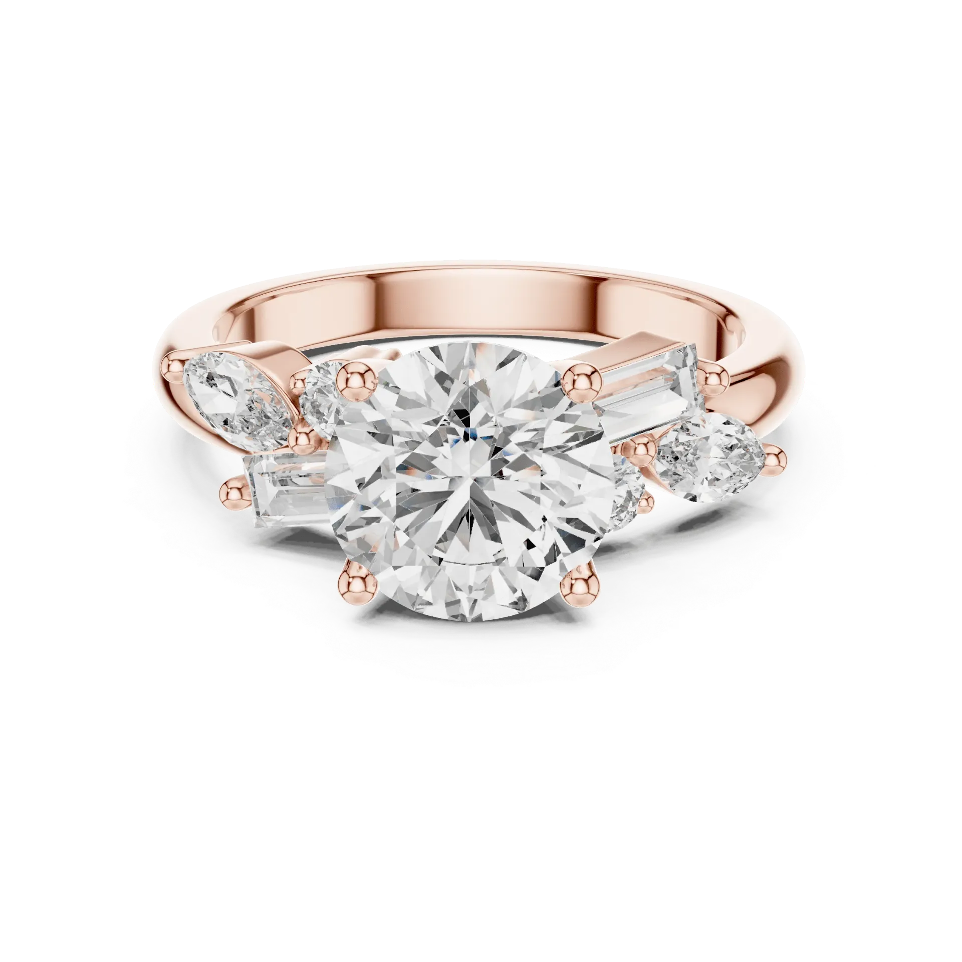 Whimsical Mixed-Cut Cluster Pave Ring