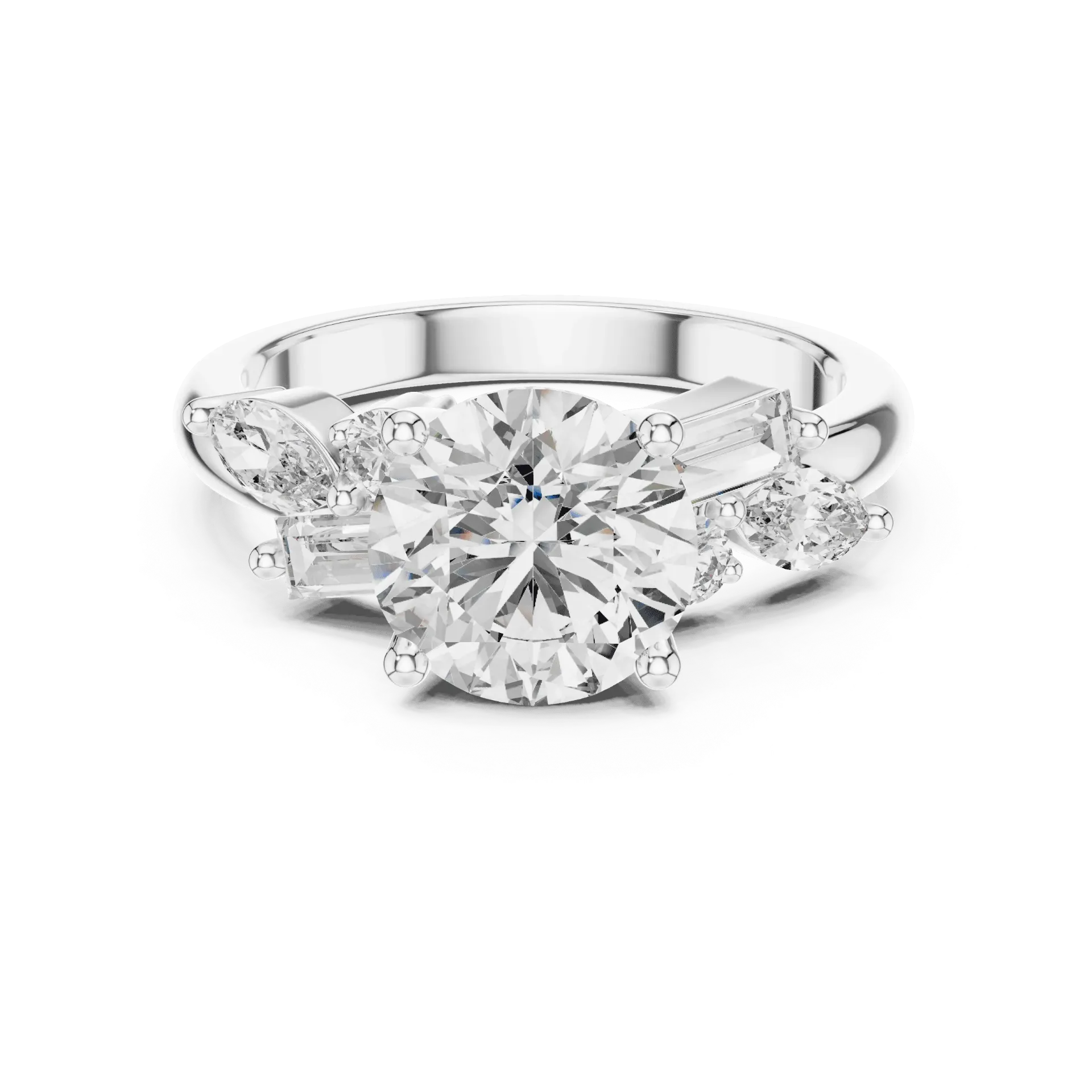 Whimsical Mixed-Cut Cluster Pave Ring
