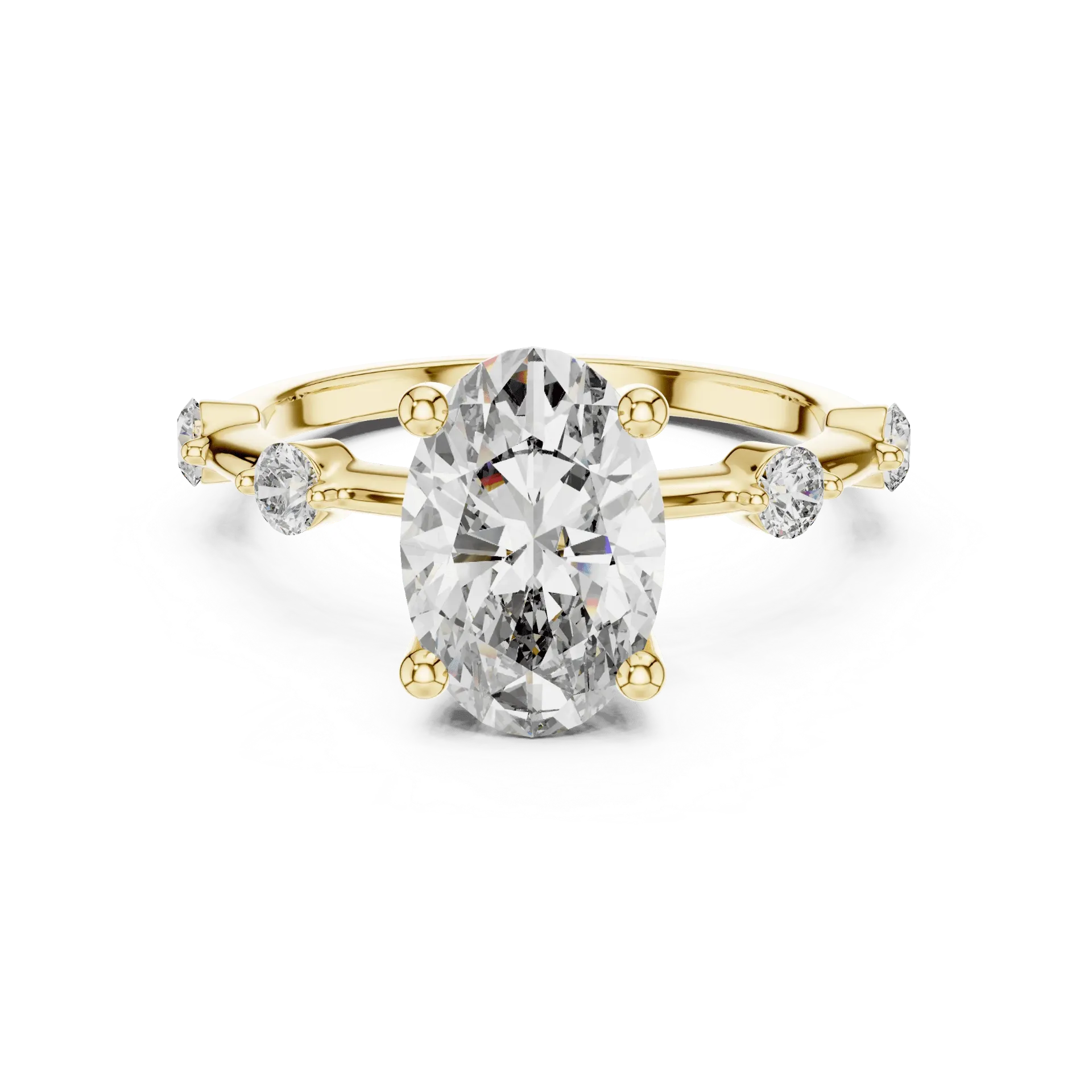 2ct Oval Scalloped Station Ring (Yellow)