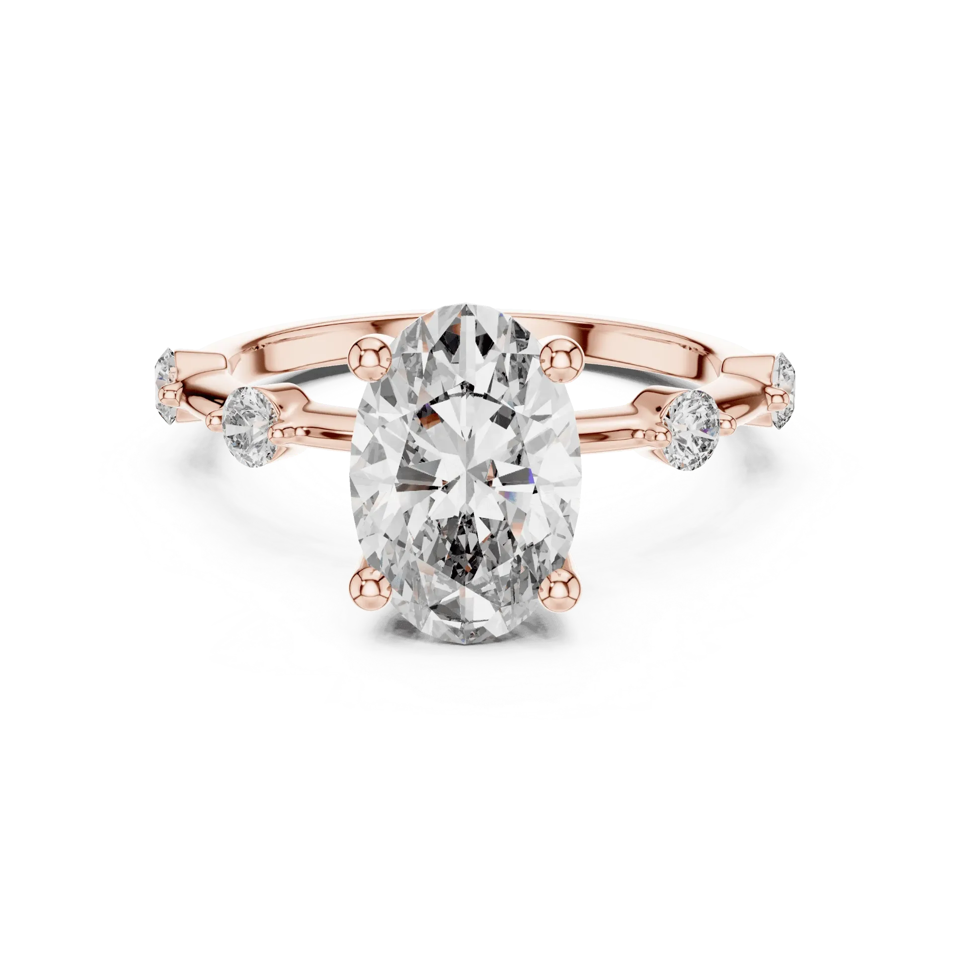 2ct Oval Scalloped Station Ring